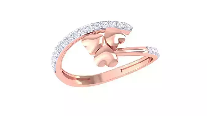 Heart High Jewelry Diamond Cocktail Ring 3dm stl obj renders