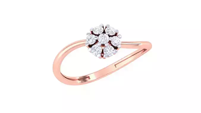 Flower High Jewelry Diamond Cocktail Ring 3dm stl obj renders