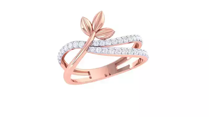 Leaves High Jewelry Diamond Cocktail Ring 3dm stl obj renders