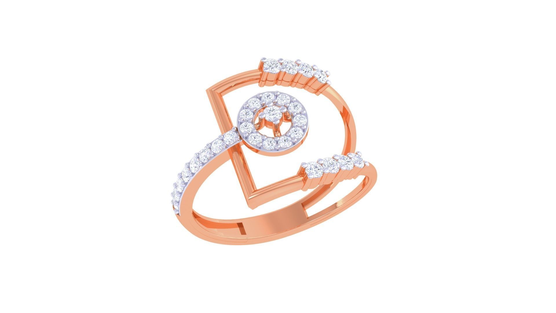 Wire High Jewelry Diamond Cocktail Ring 3dm stl obj renders 3D print model_4