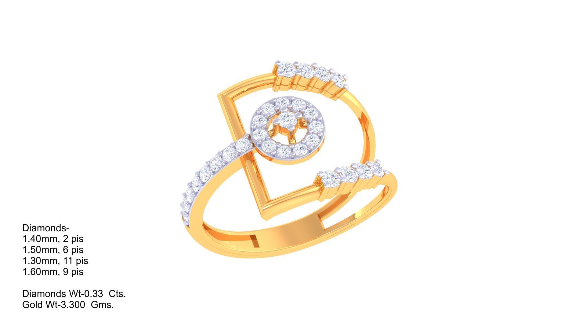 Wire High Jewelry Diamond Cocktail Ring 3dm stl obj renders 3D print model_1