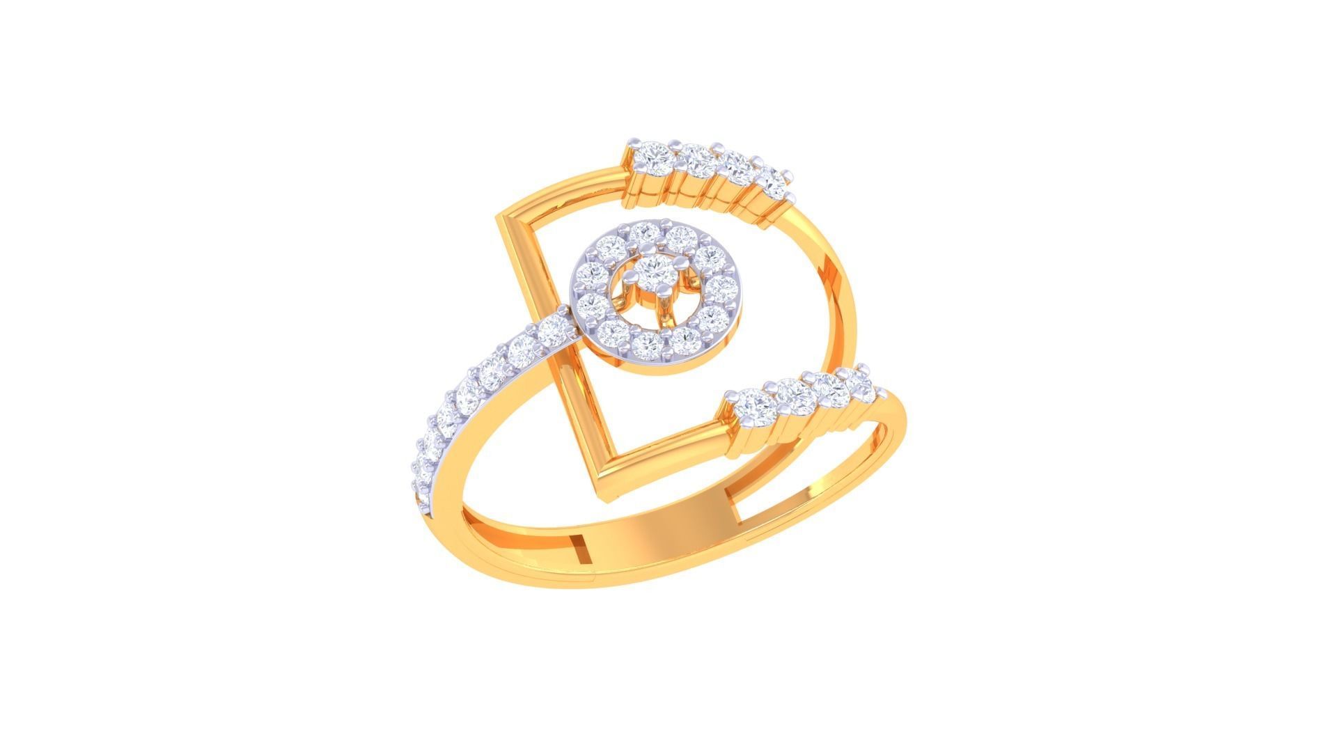 Wire High Jewelry Diamond Cocktail Ring 3dm stl obj renders 3D print model_6