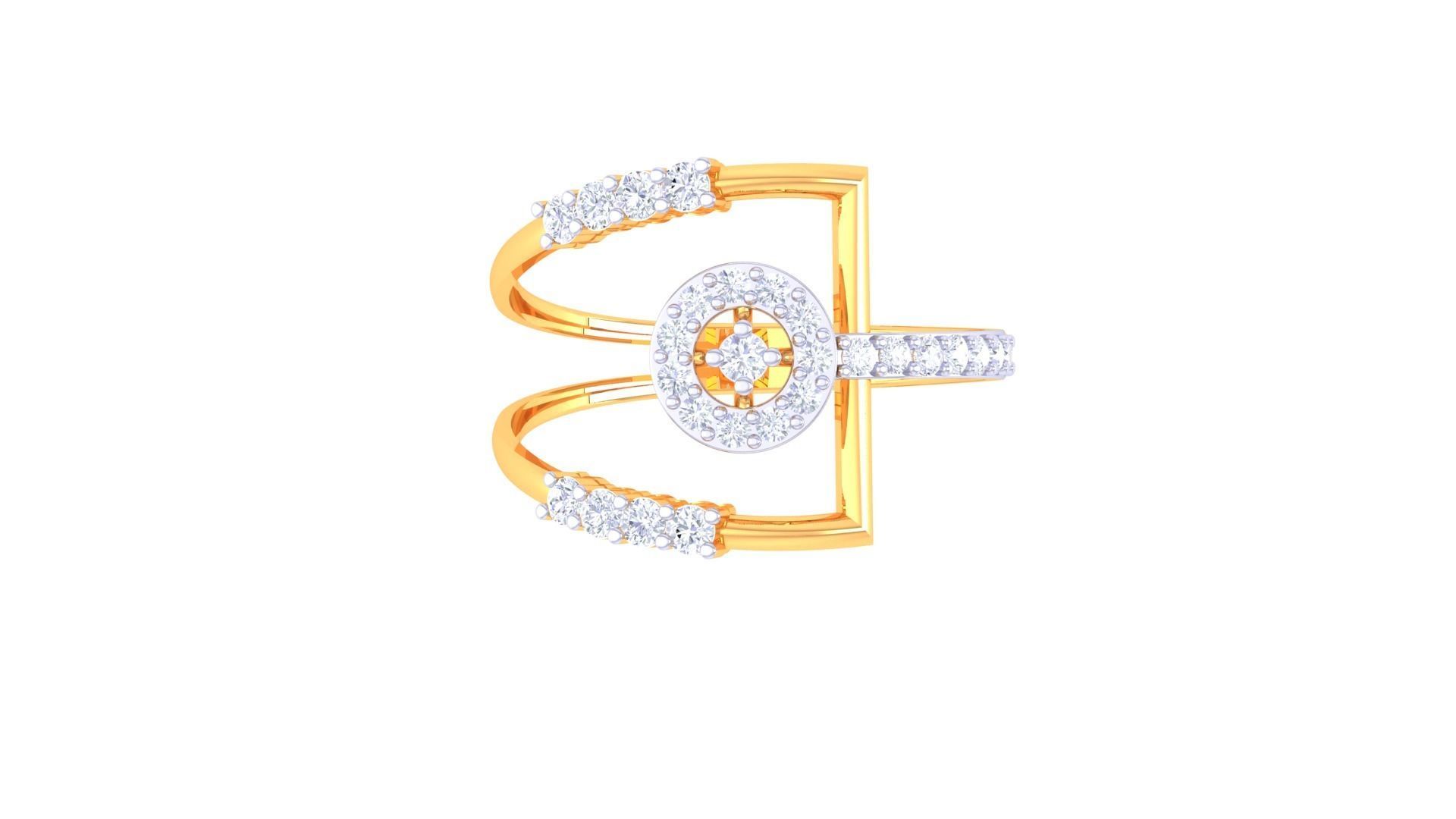 Wire High Jewelry Diamond Cocktail Ring 3dm stl obj renders 3D print model_8