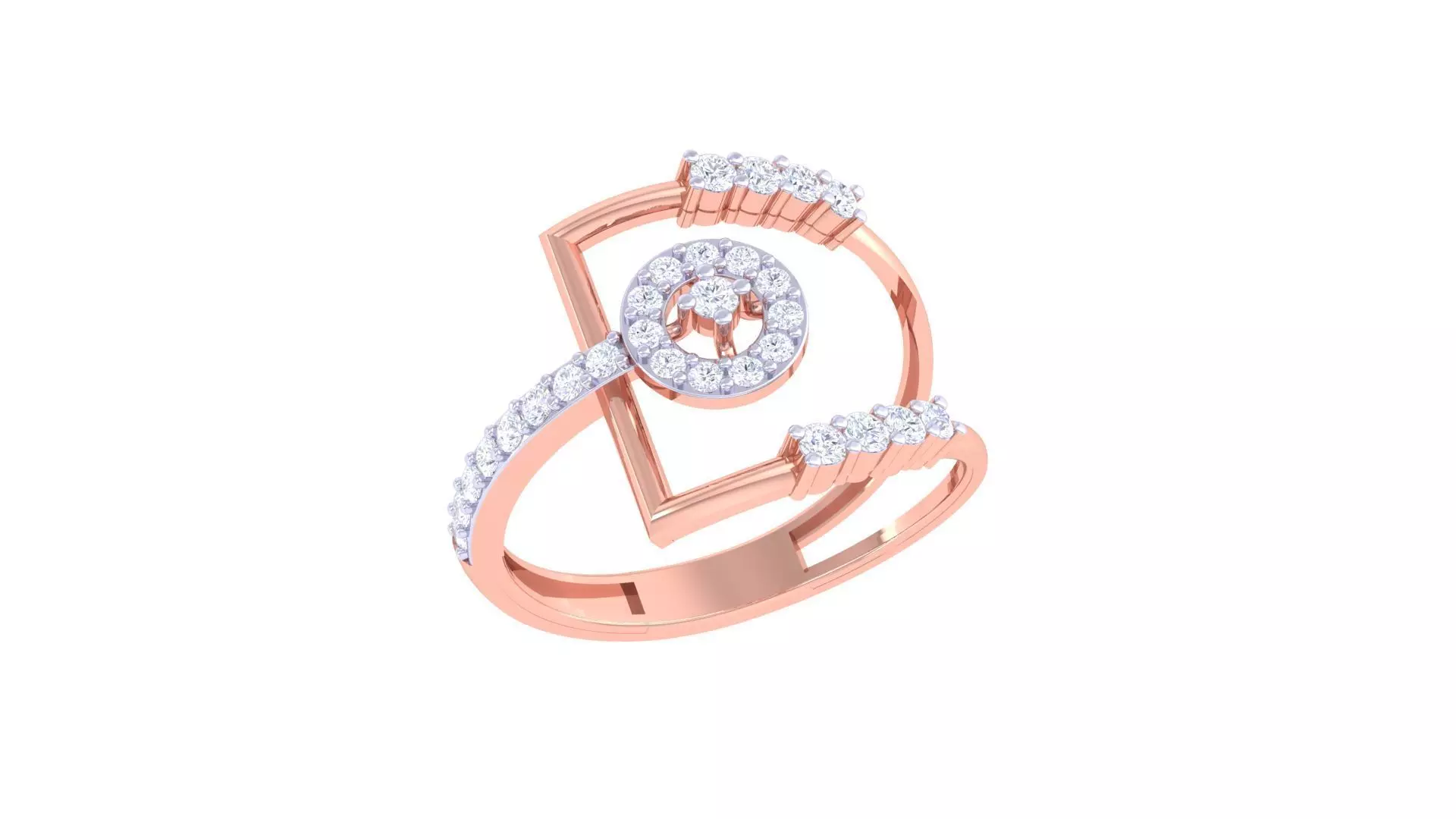 Wire High Jewelry Diamond Cocktail Ring 3dm stl obj renders 3D print model_0