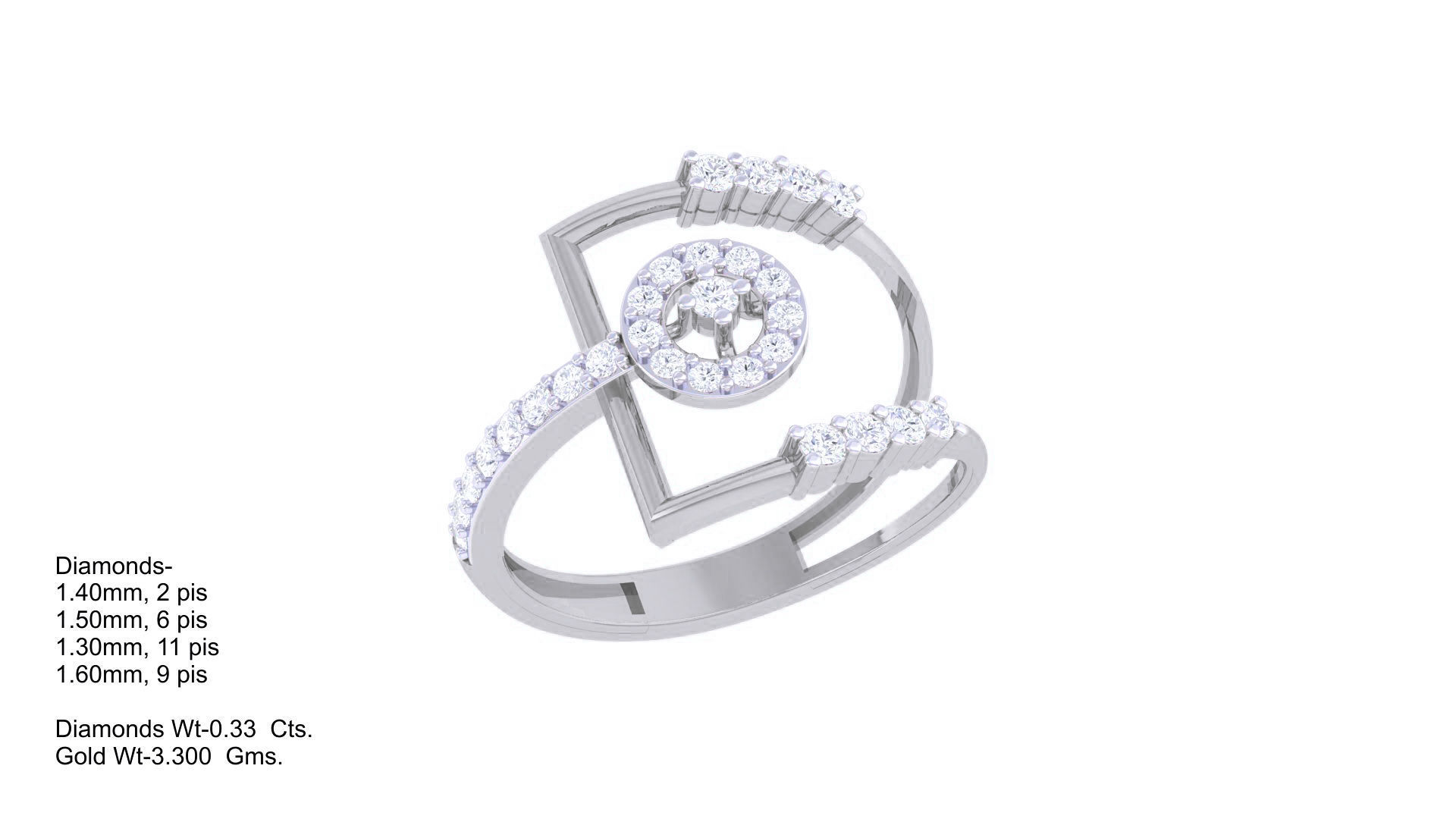 Wire High Jewelry Diamond Cocktail Ring 3dm stl obj renders 3D print model_3