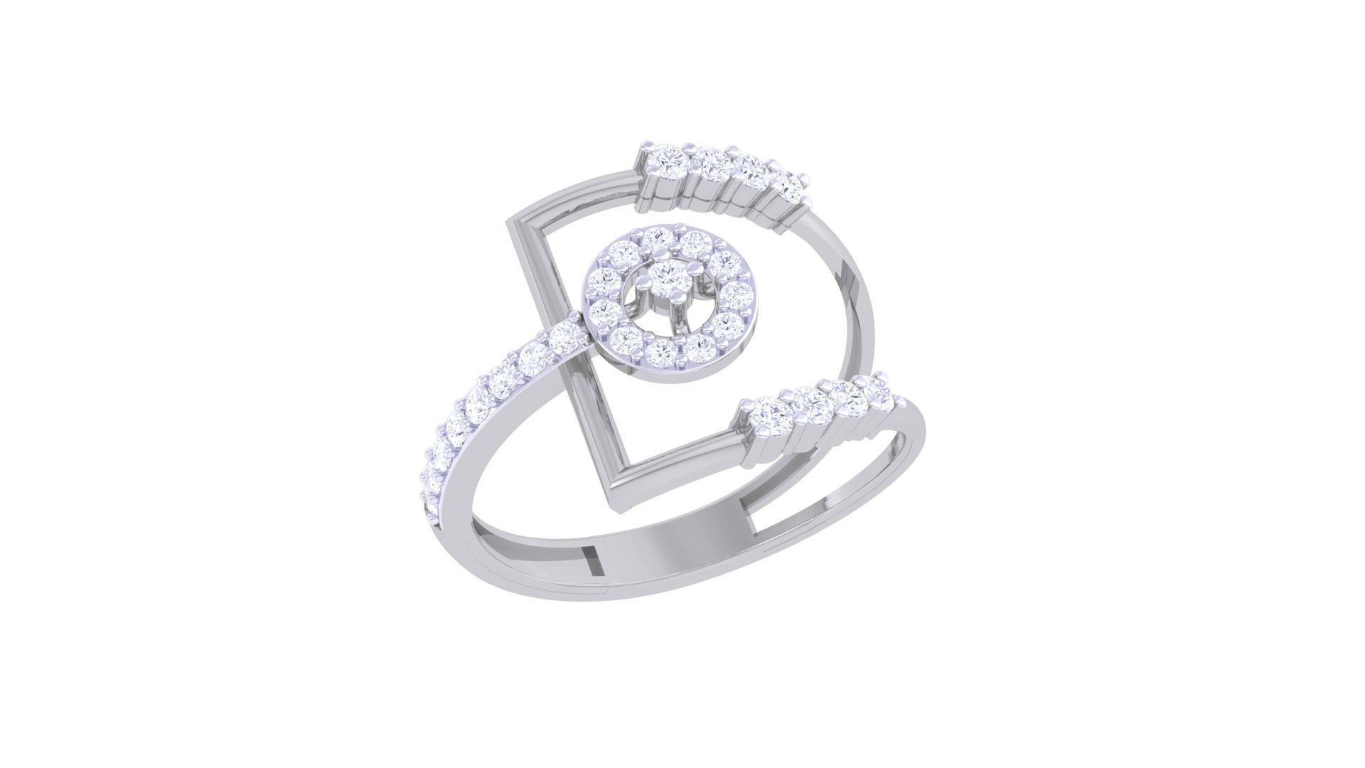 Wire High Jewelry Diamond Cocktail Ring 3dm stl obj renders 3D print model_5