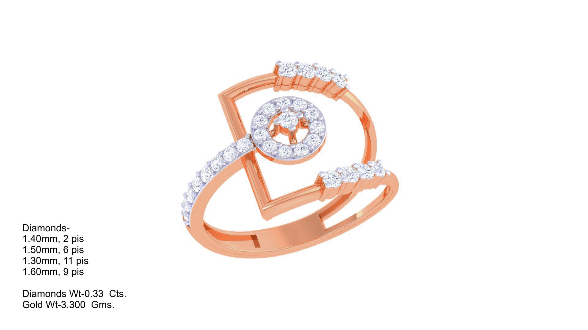 Wire High Jewelry Diamond Cocktail Ring 3dm stl obj renders 3D print model_2