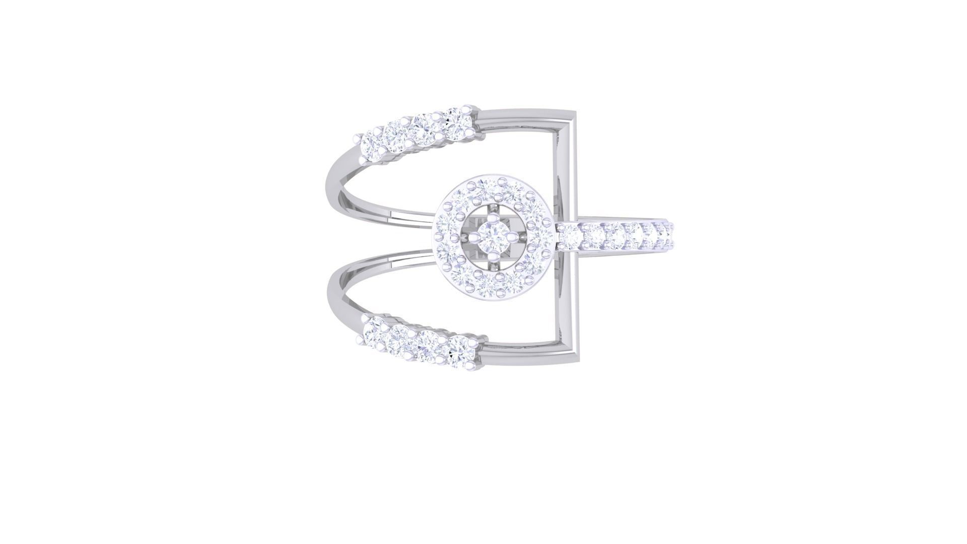 Wire High Jewelry Diamond Cocktail Ring 3dm stl obj renders 3D print model_7