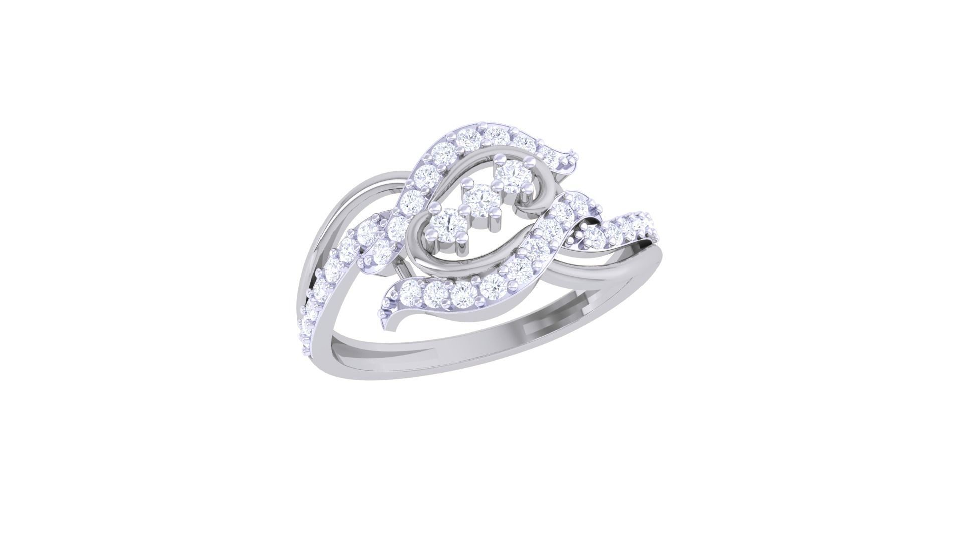 High Jewelry Diamond Cocktail Ring 3dm stl obj renders 3D print model_6