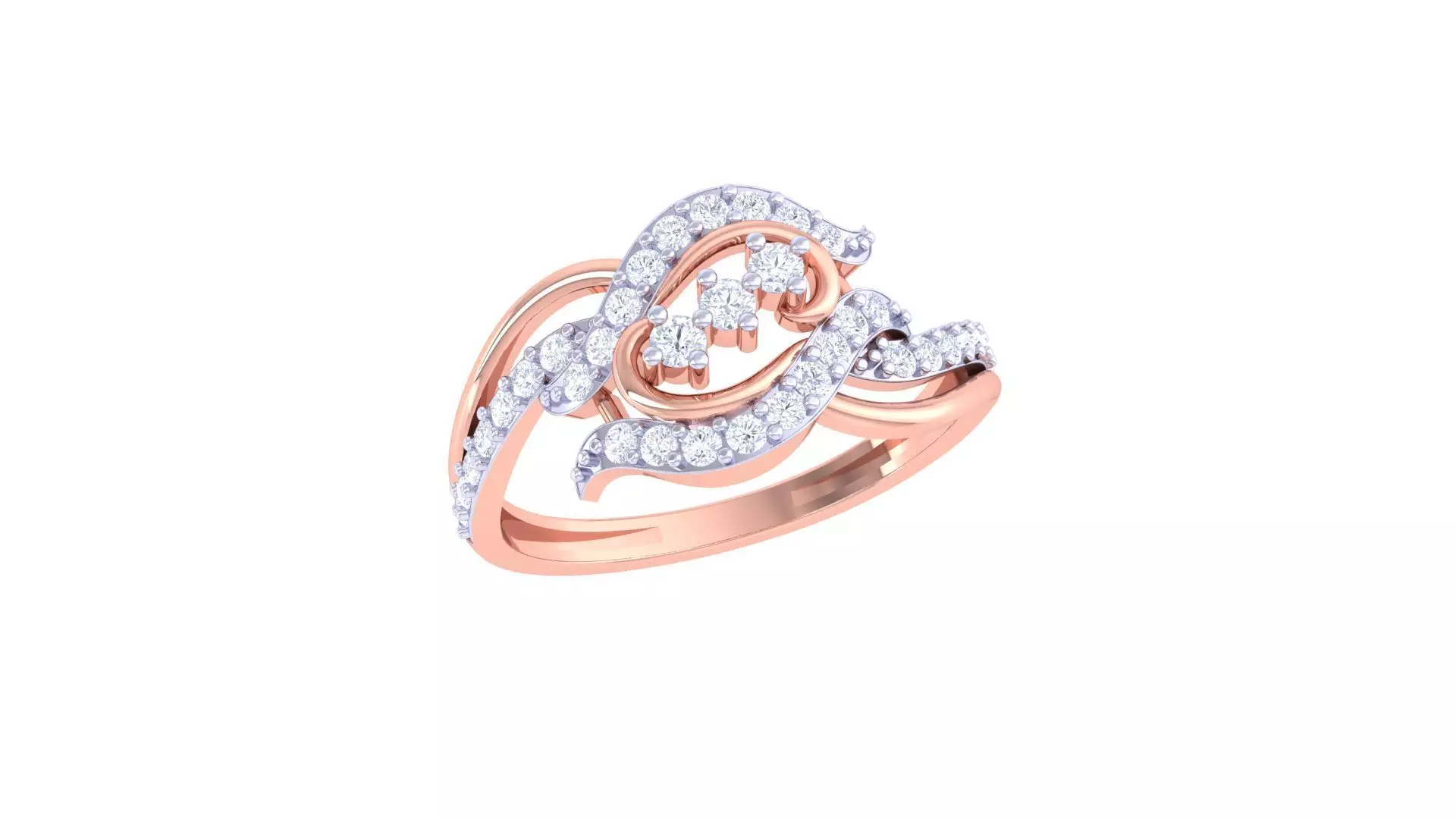 High Jewelry Diamond Cocktail Ring 3dm stl obj renders 3D print model_0