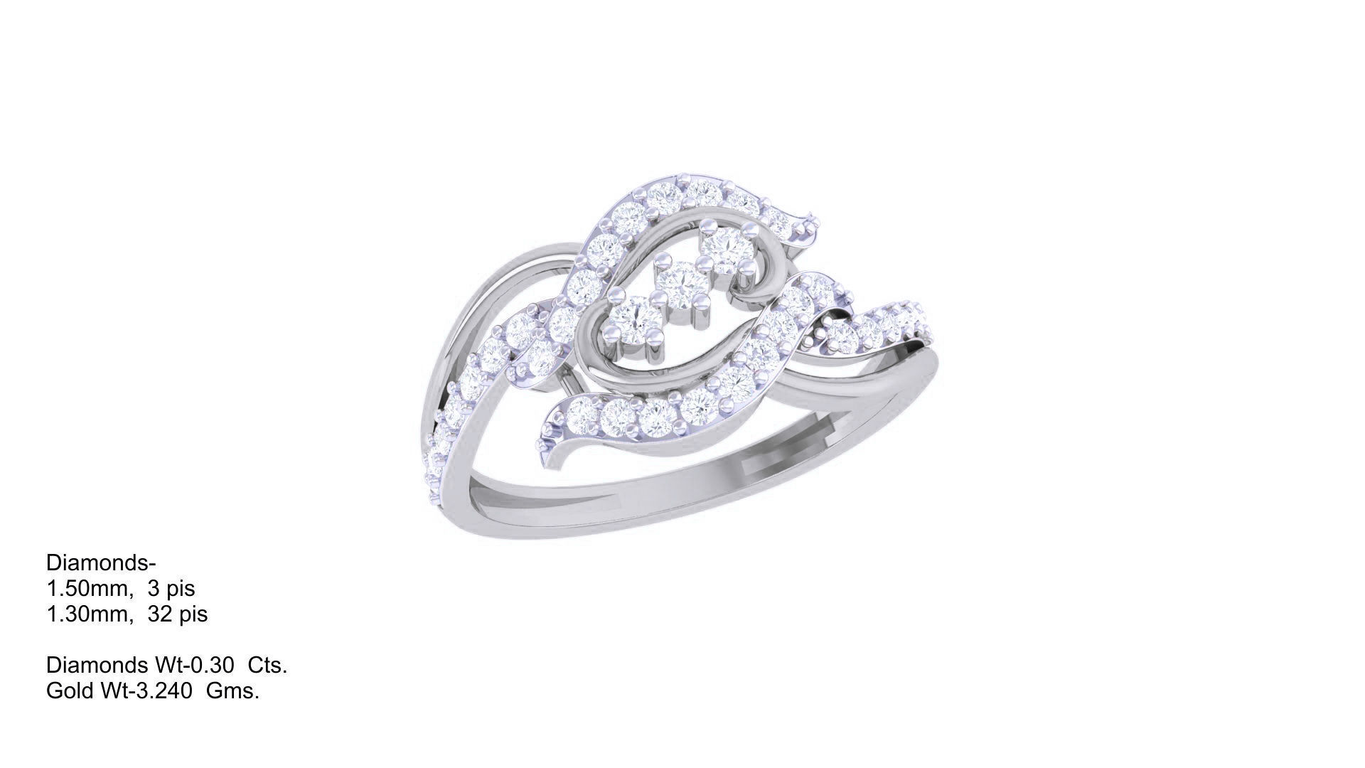 High Jewelry Diamond Cocktail Ring 3dm stl obj renders 3D print model_2