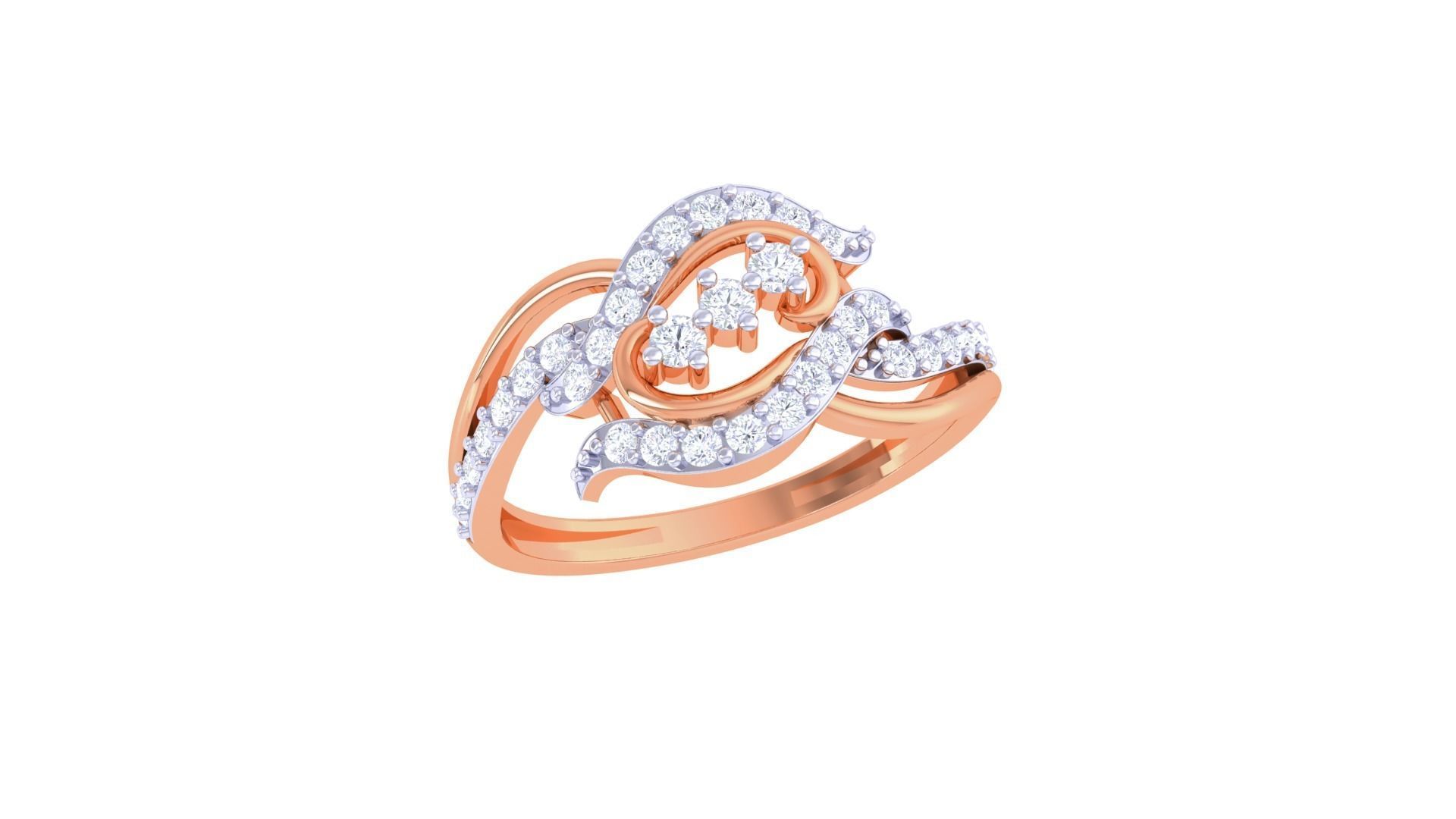 High Jewelry Diamond Cocktail Ring 3dm stl obj renders 3D print model_4