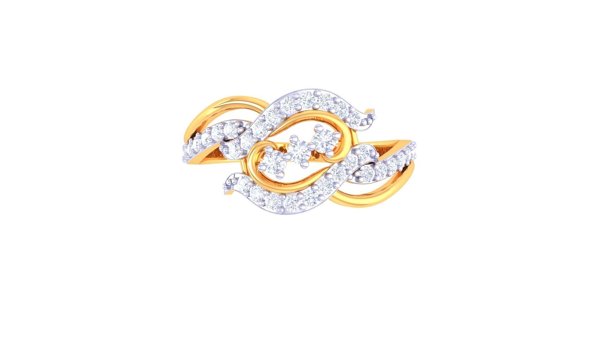 High Jewelry Diamond Cocktail Ring 3dm stl obj renders 3D print model_9