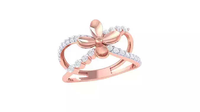 Flower High Jewelry Diamond Cocktail Ring 3dm stl obj renders