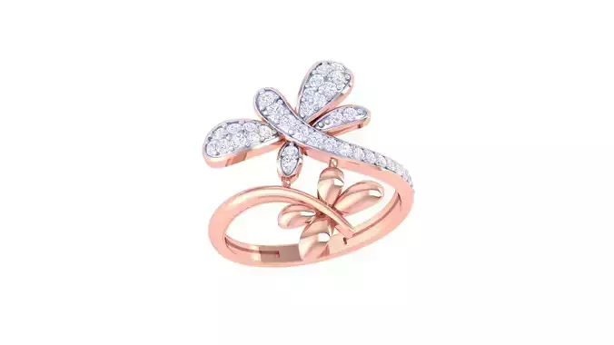 Butterfly High Jewelry Diamond Cocktail Ring 3dm stl obj renders