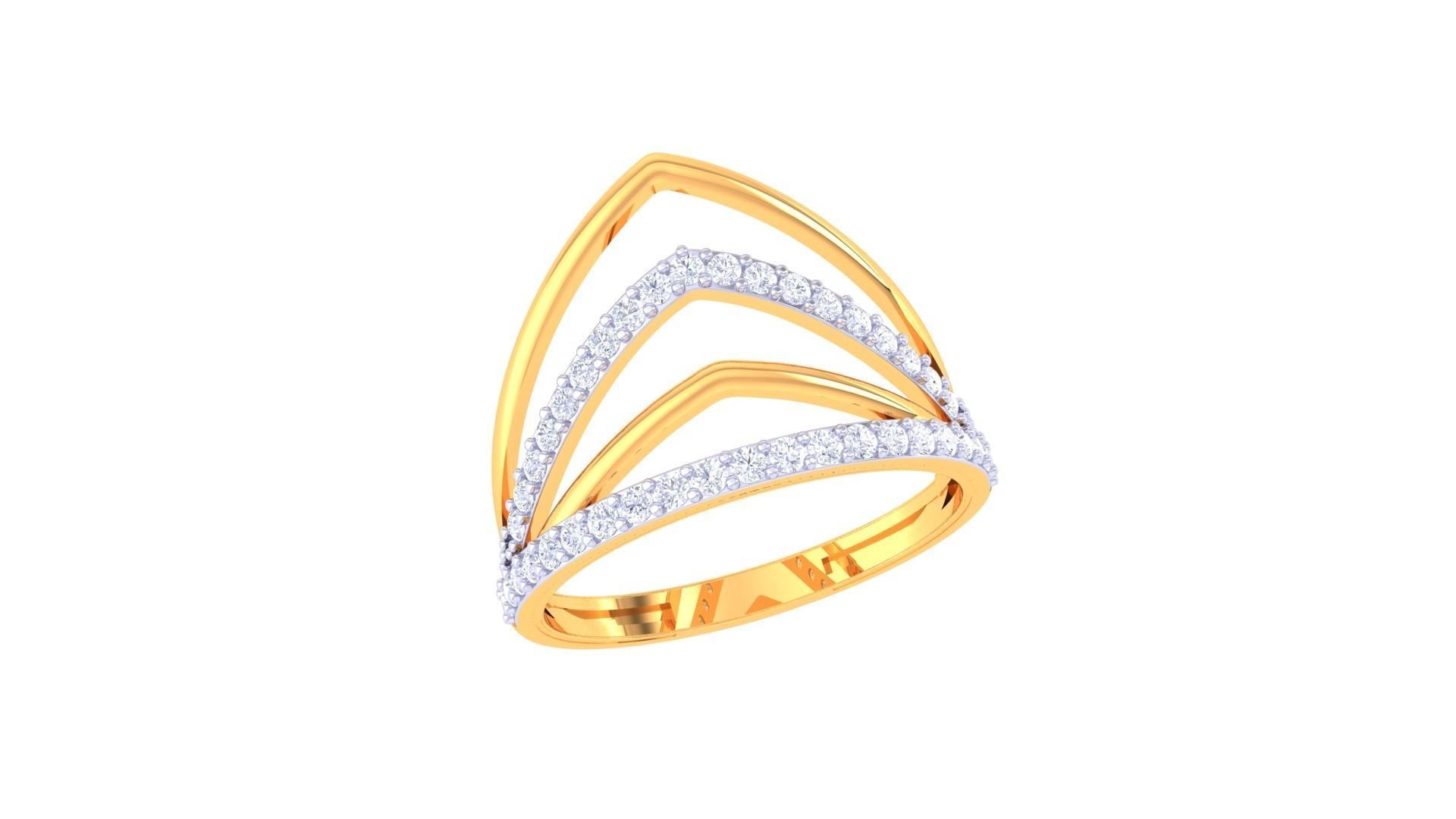 Wire High Jewelry Diamond Cocktail Ring 3dm stl obj renders 3D print model_6