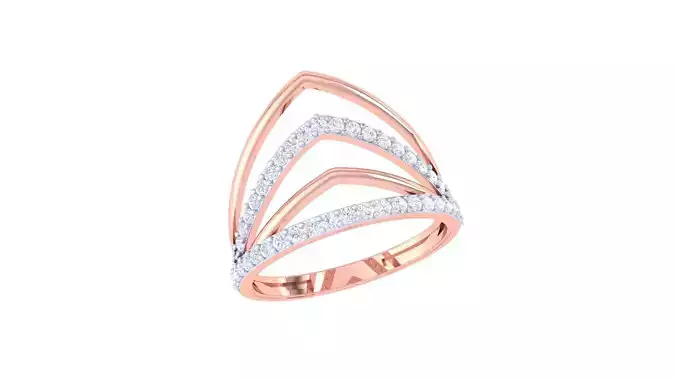 Wire High Jewelry Diamond Cocktail Ring 3dm stl obj renders