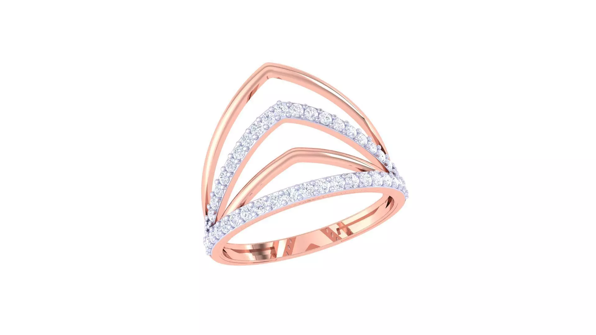 Wire High Jewelry Diamond Cocktail Ring 3dm stl obj renders 3D print model_0