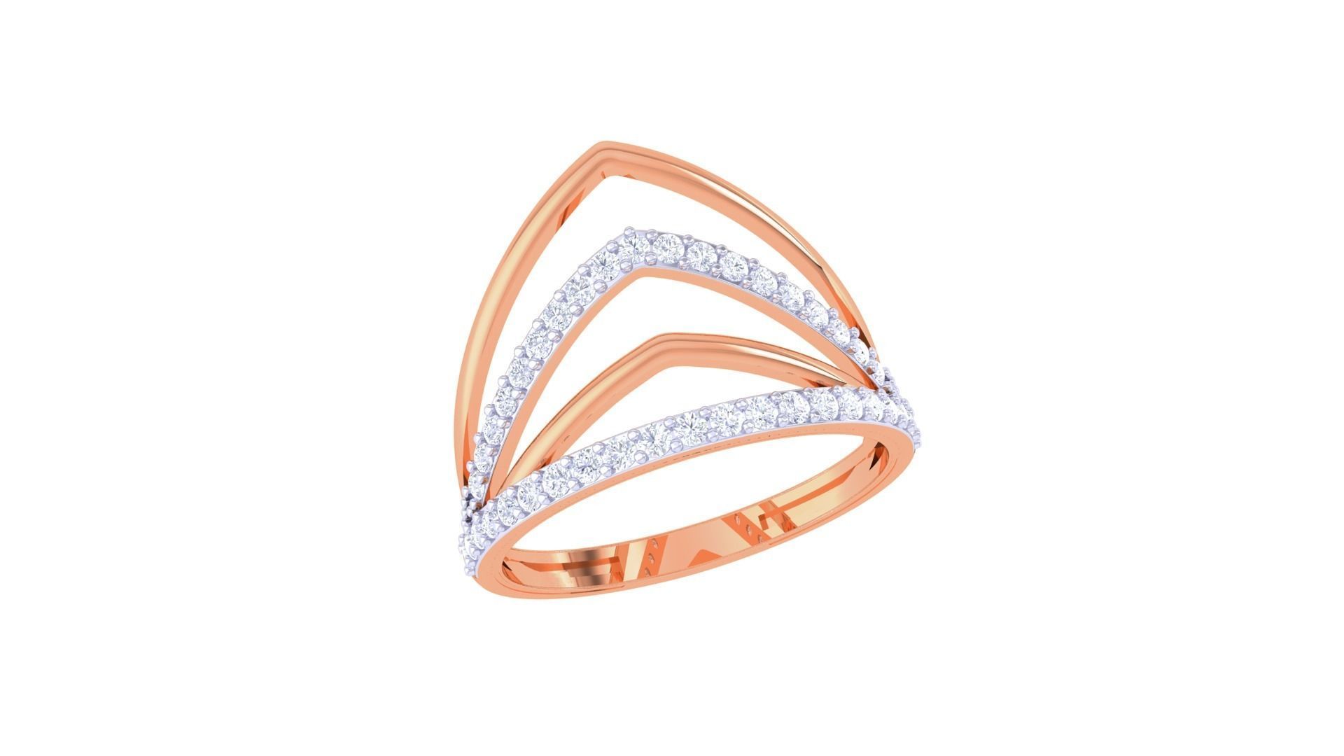 Wire High Jewelry Diamond Cocktail Ring 3dm stl obj renders 3D print model_5