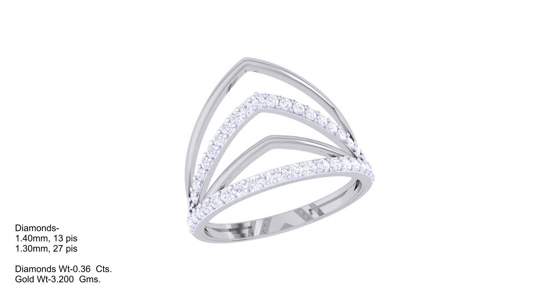 Wire High Jewelry Diamond Cocktail Ring 3dm stl obj renders 3D print model_1