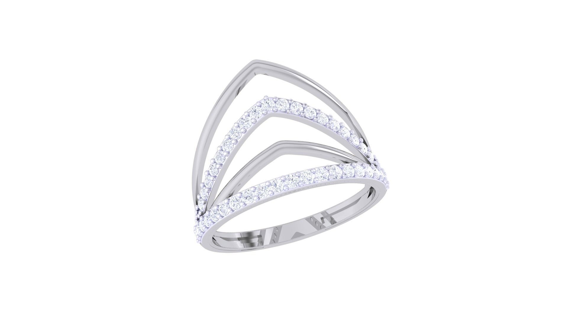 Wire High Jewelry Diamond Cocktail Ring 3dm stl obj renders 3D print model_4