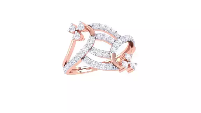 High Jewelry Diamond Cocktail Ring 3dm stl obj renders