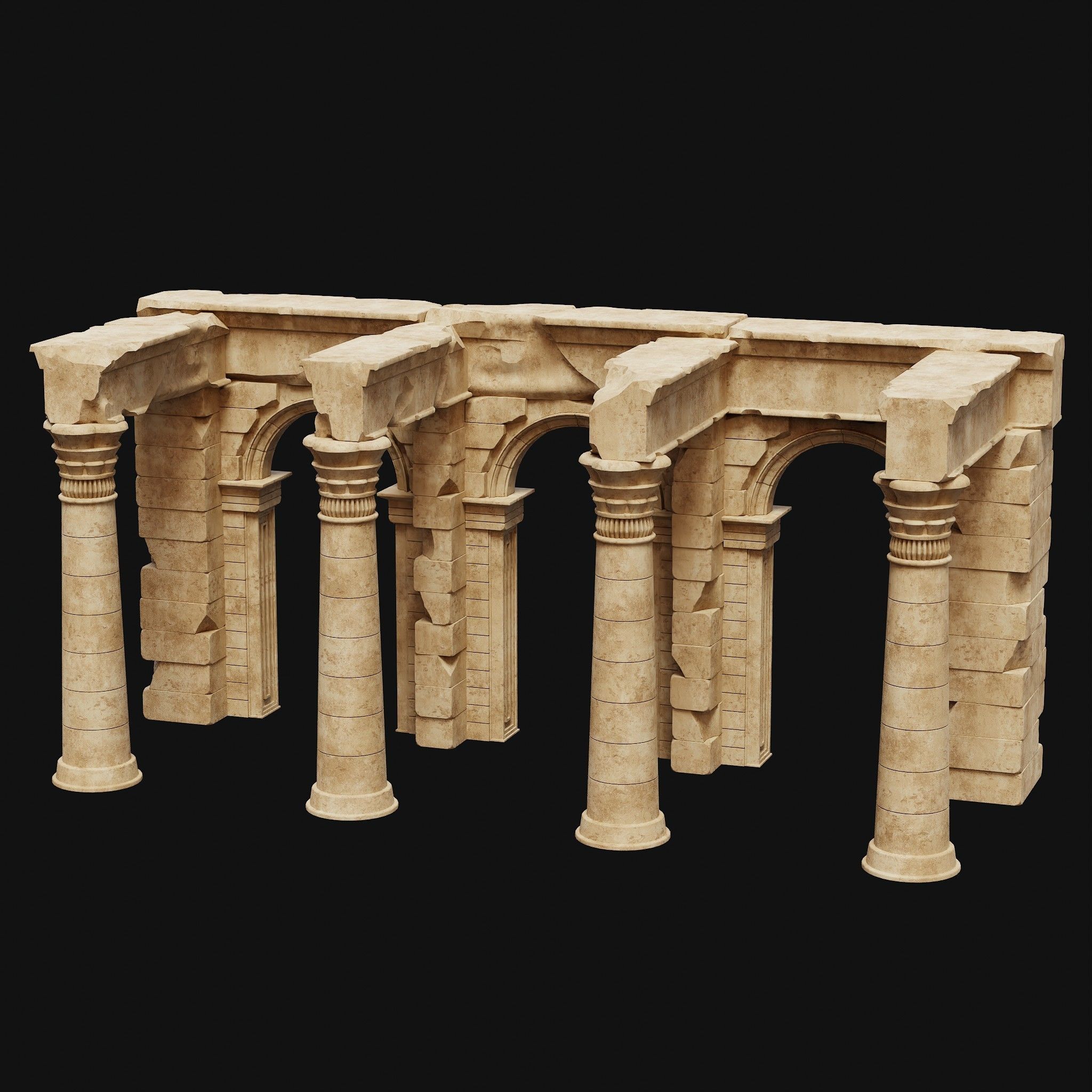 ANCIENT RUINS DESERT SAND STONE OLD TEMPLE EGYPT AAA COLLECTION Low-poly 3D model_33