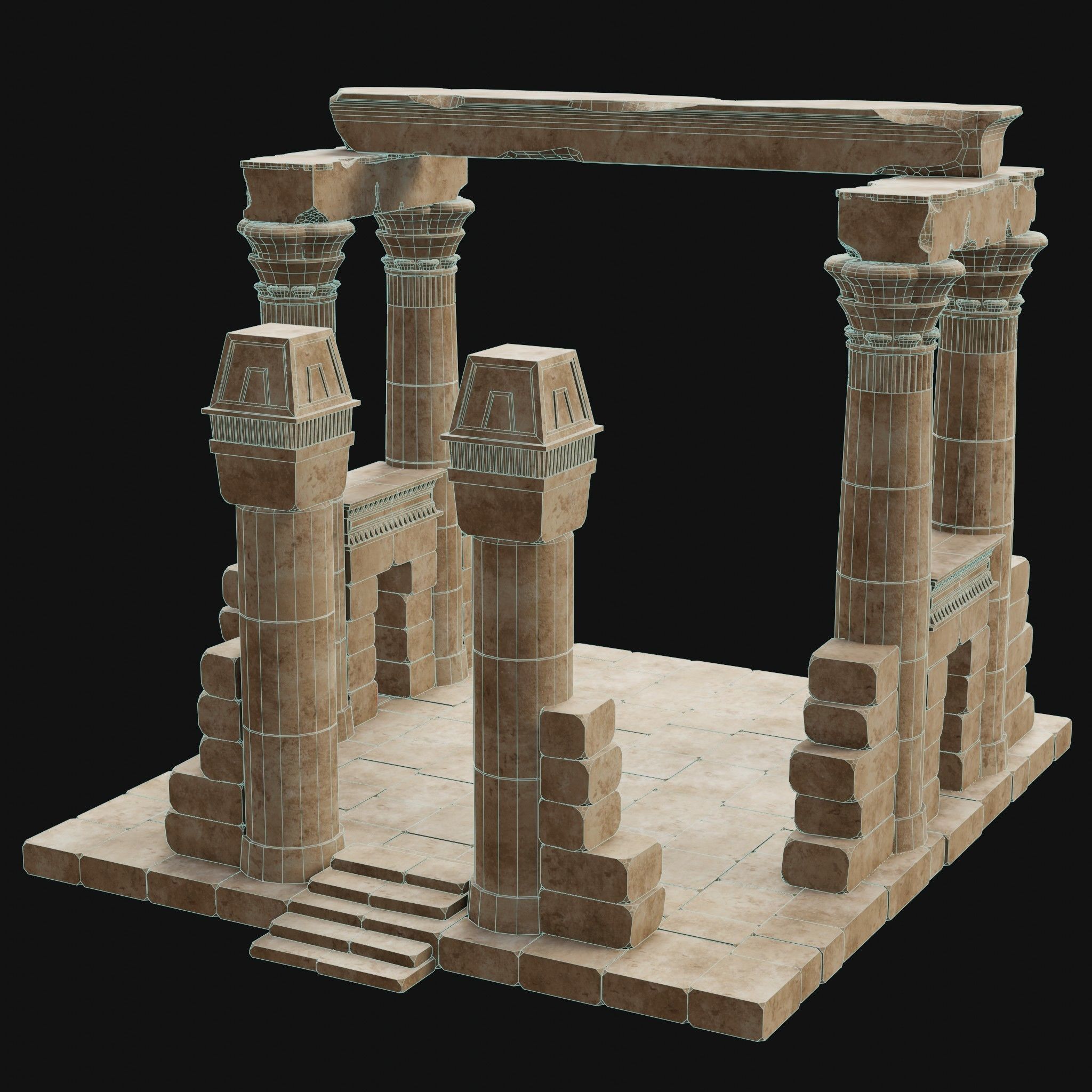 ANCIENT RUINS DESERT SAND STONE OLD TEMPLE EGYPT AAA COLLECTION Low-poly 3D model_12