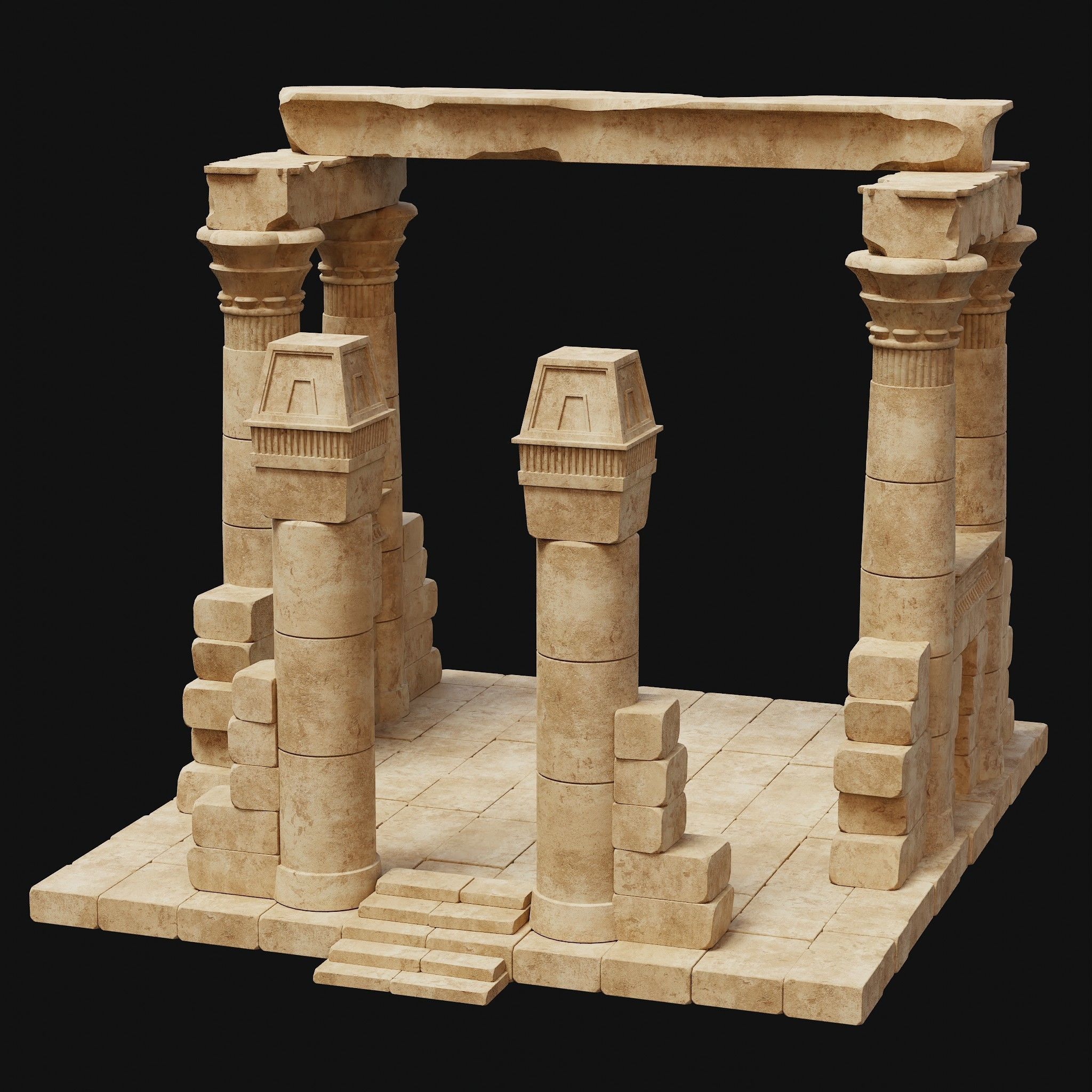 ANCIENT RUINS DESERT SAND STONE OLD TEMPLE EGYPT AAA COLLECTION Low-poly 3D model_9
