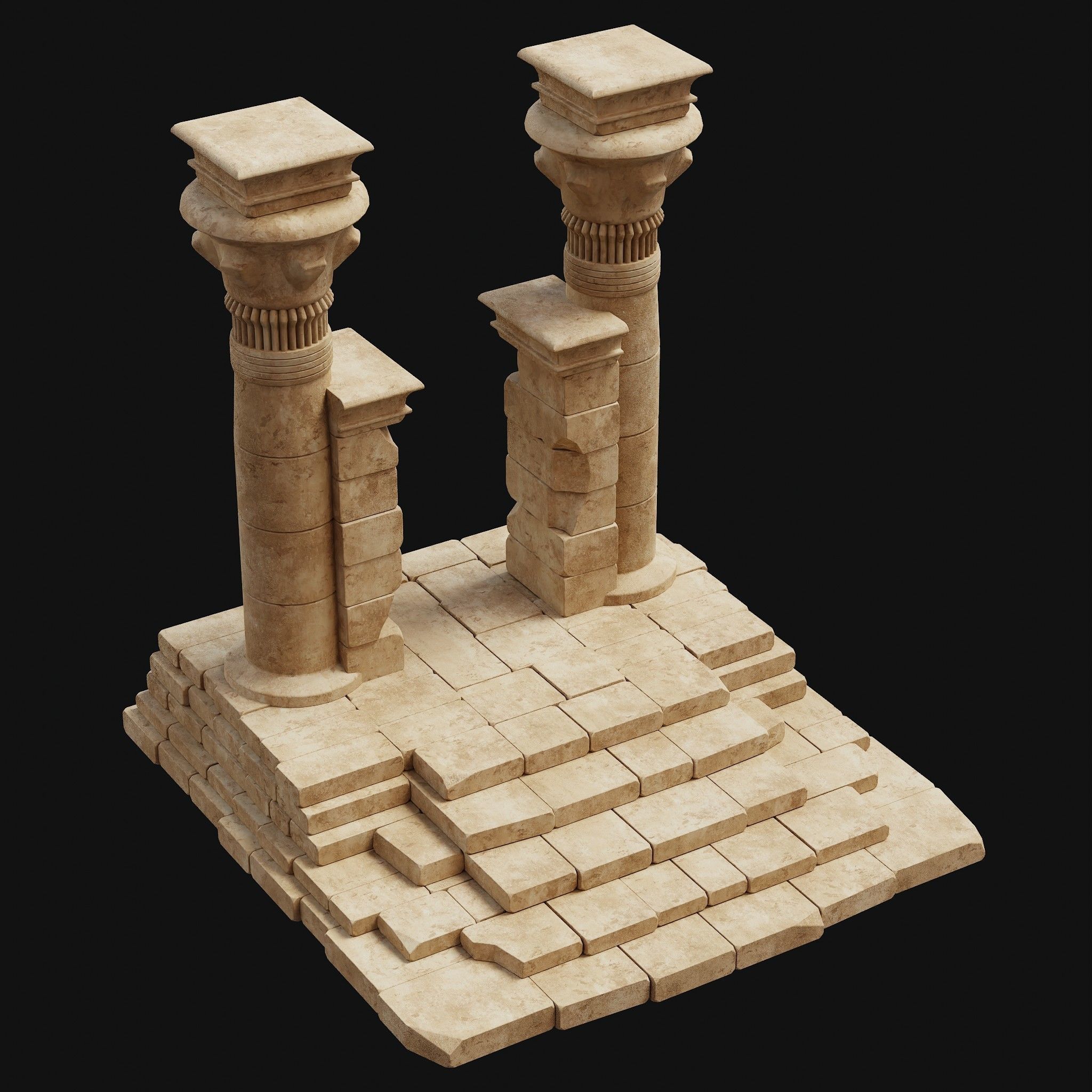 ANCIENT RUINS DESERT SAND STONE OLD TEMPLE EGYPT AAA COLLECTION Low-poly 3D model_18