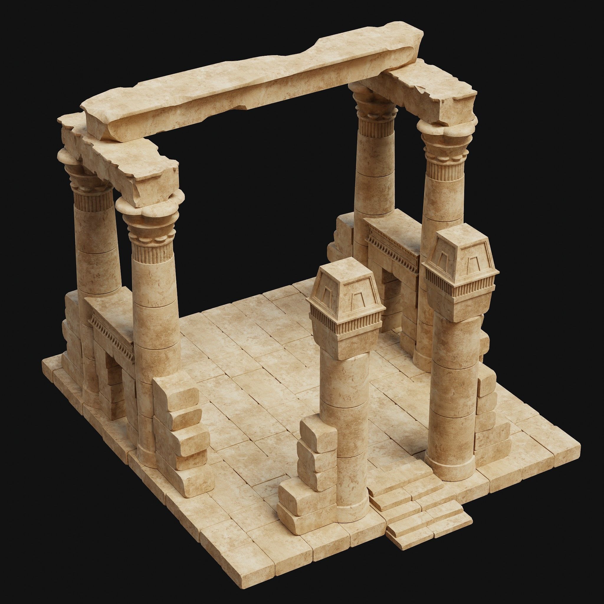 ANCIENT RUINS DESERT SAND STONE OLD TEMPLE EGYPT AAA COLLECTION Low-poly 3D model_10