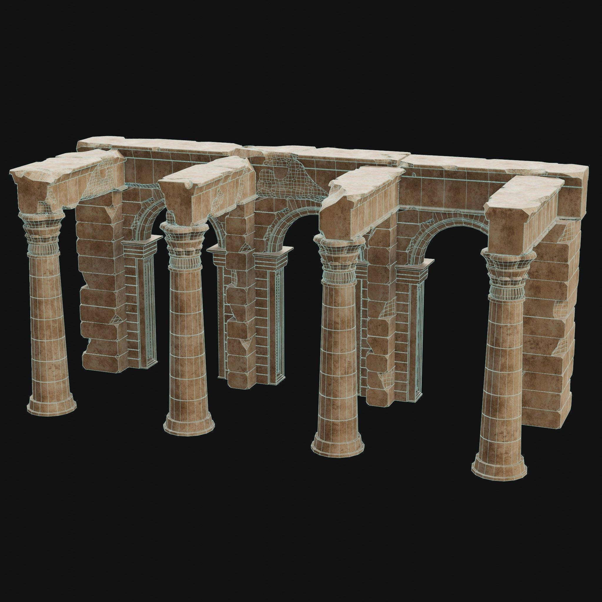 ANCIENT RUINS DESERT SAND STONE OLD TEMPLE EGYPT AAA COLLECTION Low-poly 3D model_36