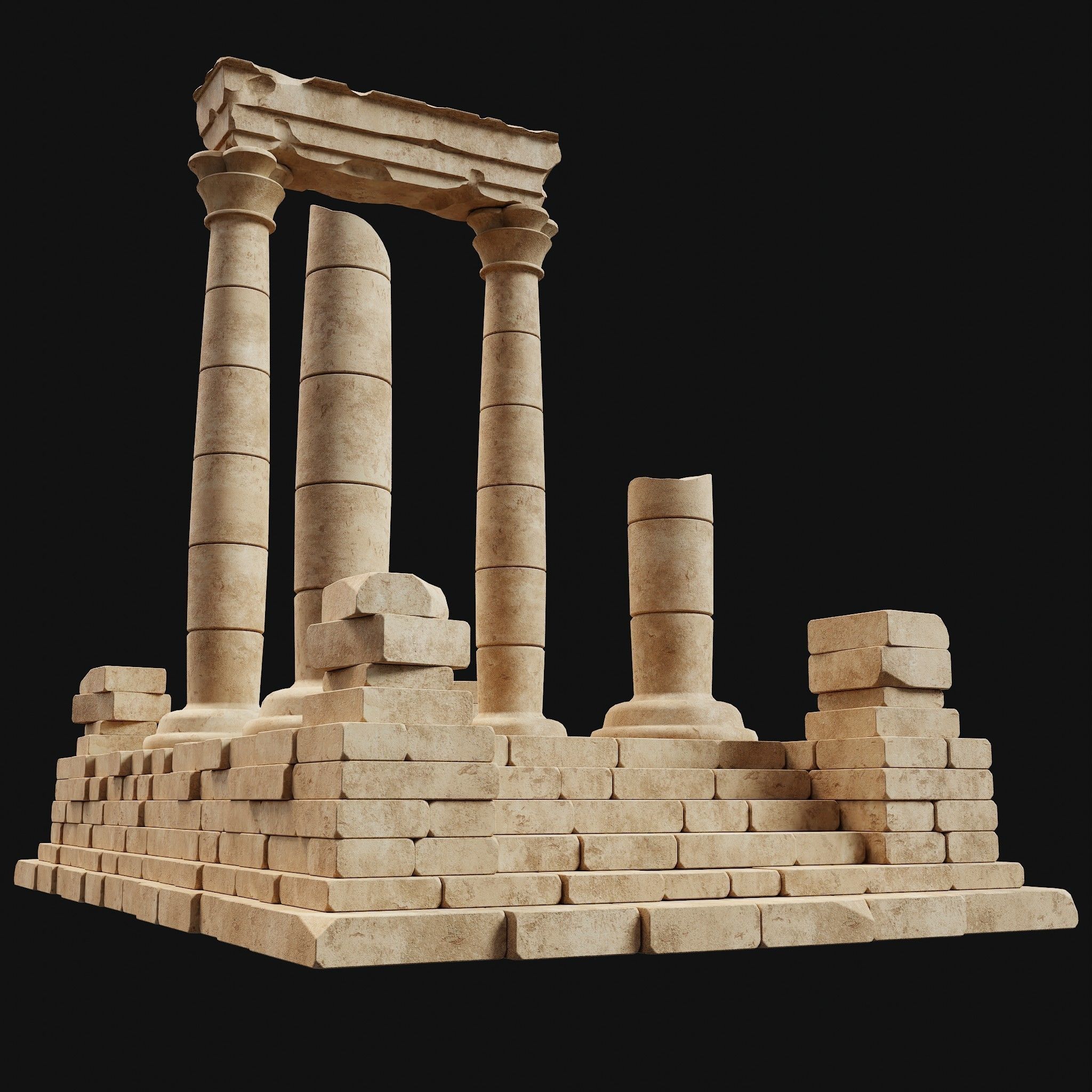 ANCIENT RUINS DESERT SAND STONE OLD TEMPLE EGYPT AAA COLLECTION Low-poly 3D model_3