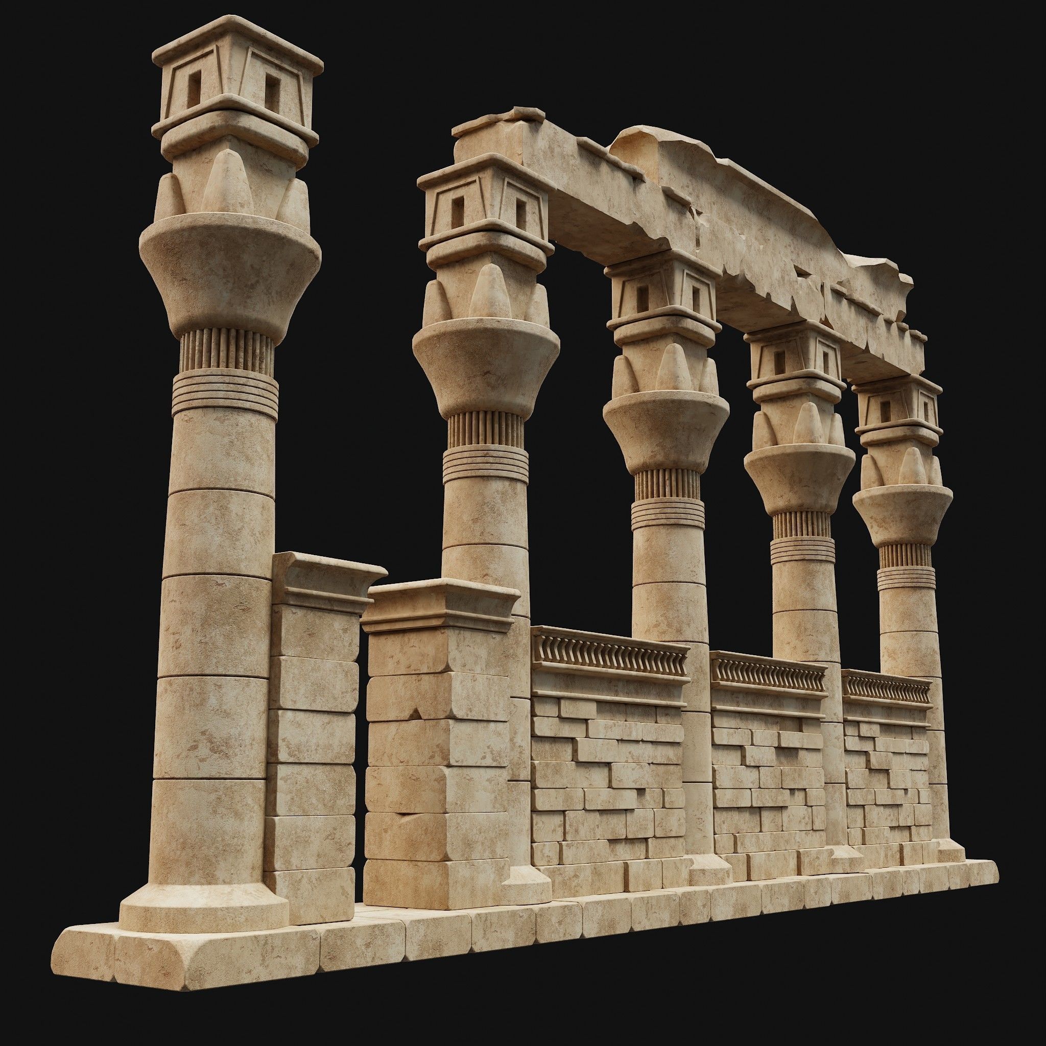 ANCIENT RUINS DESERT SAND STONE OLD TEMPLE EGYPT AAA COLLECTION Low-poly 3D model_15