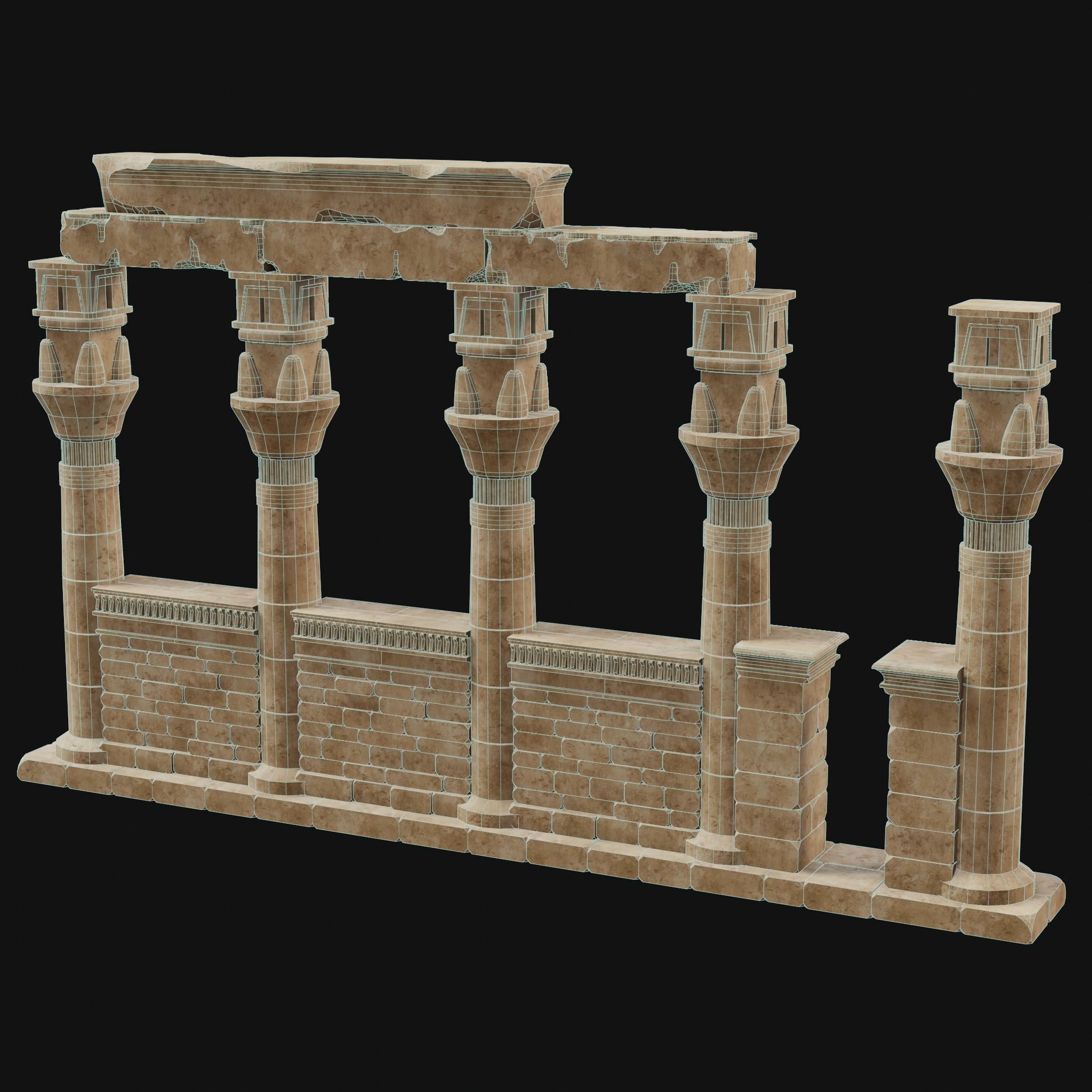 ANCIENT RUINS DESERT SAND STONE OLD TEMPLE EGYPT AAA COLLECTION Low-poly 3D model_16