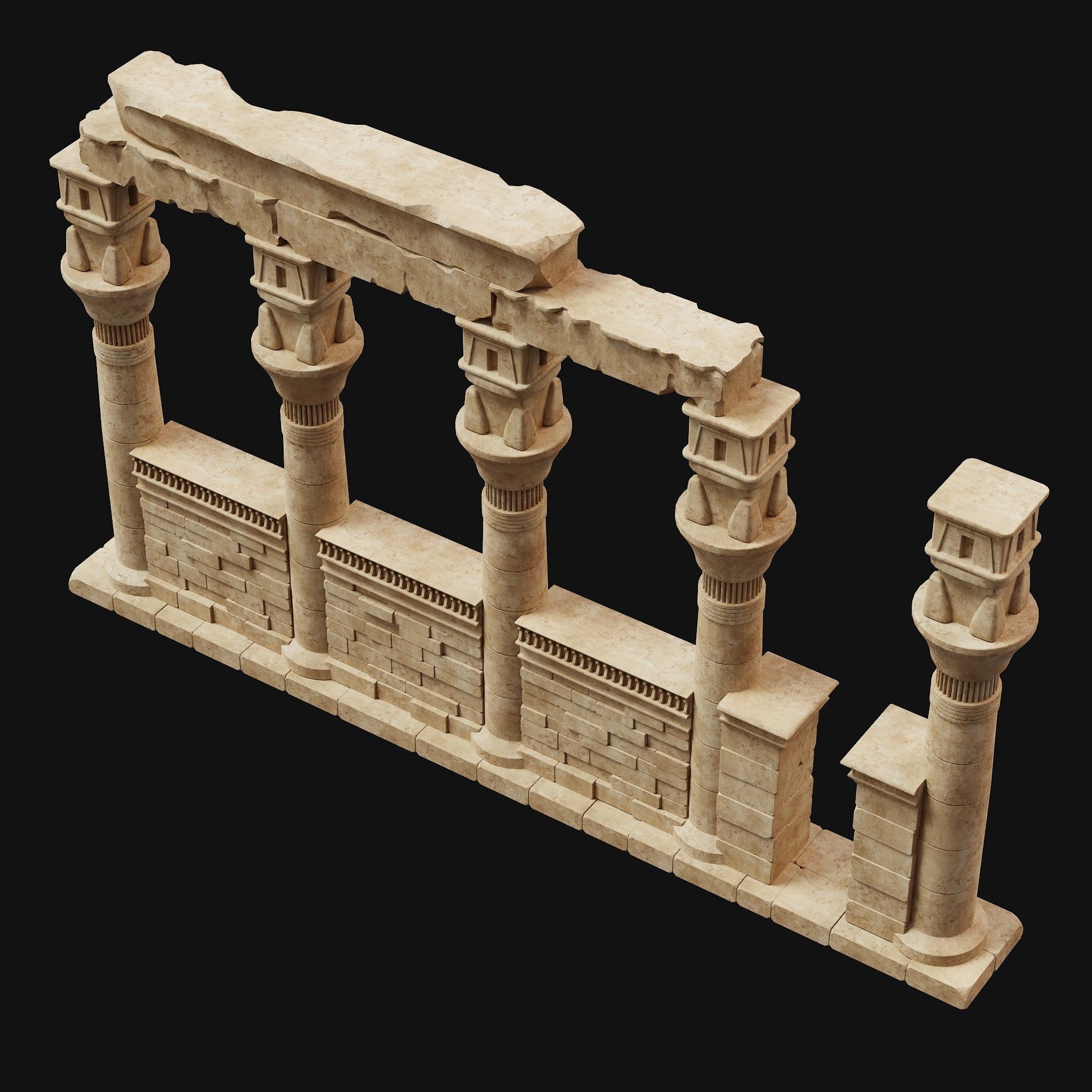 ANCIENT RUINS DESERT SAND STONE OLD TEMPLE EGYPT AAA COLLECTION Low-poly 3D model_14