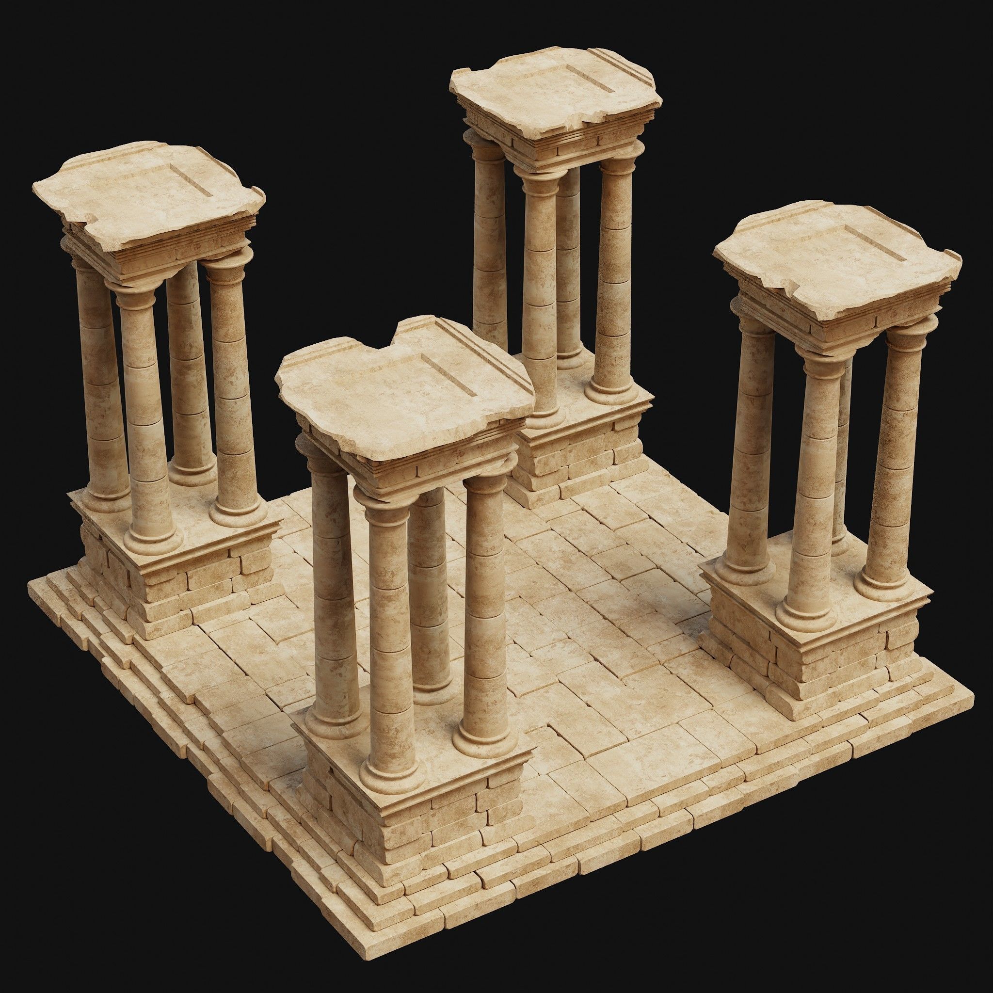 ANCIENT RUINS DESERT SAND STONE OLD TEMPLE EGYPT AAA COLLECTION Low-poly 3D model_6
