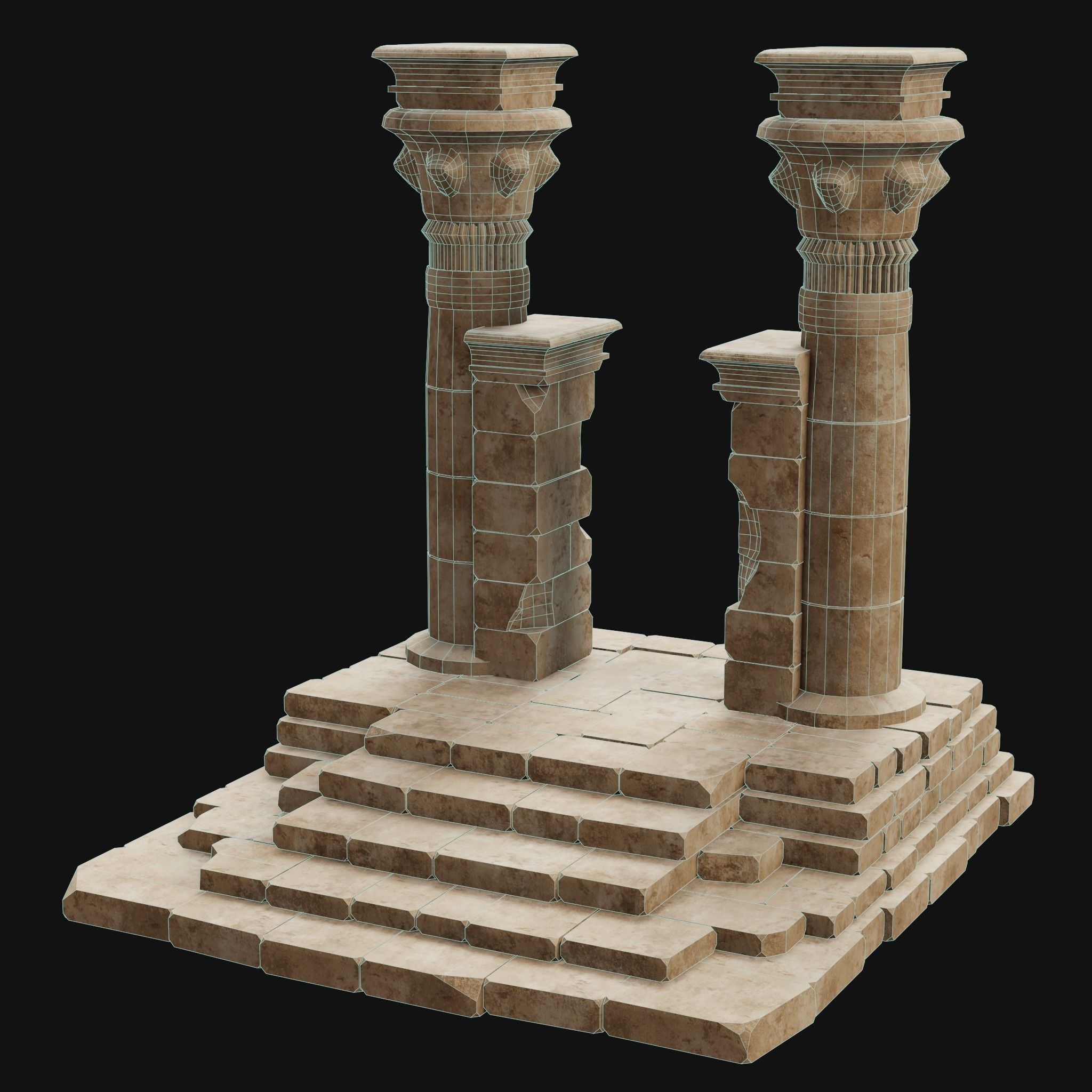 ANCIENT RUINS DESERT SAND STONE OLD TEMPLE EGYPT AAA COLLECTION Low-poly 3D model_20