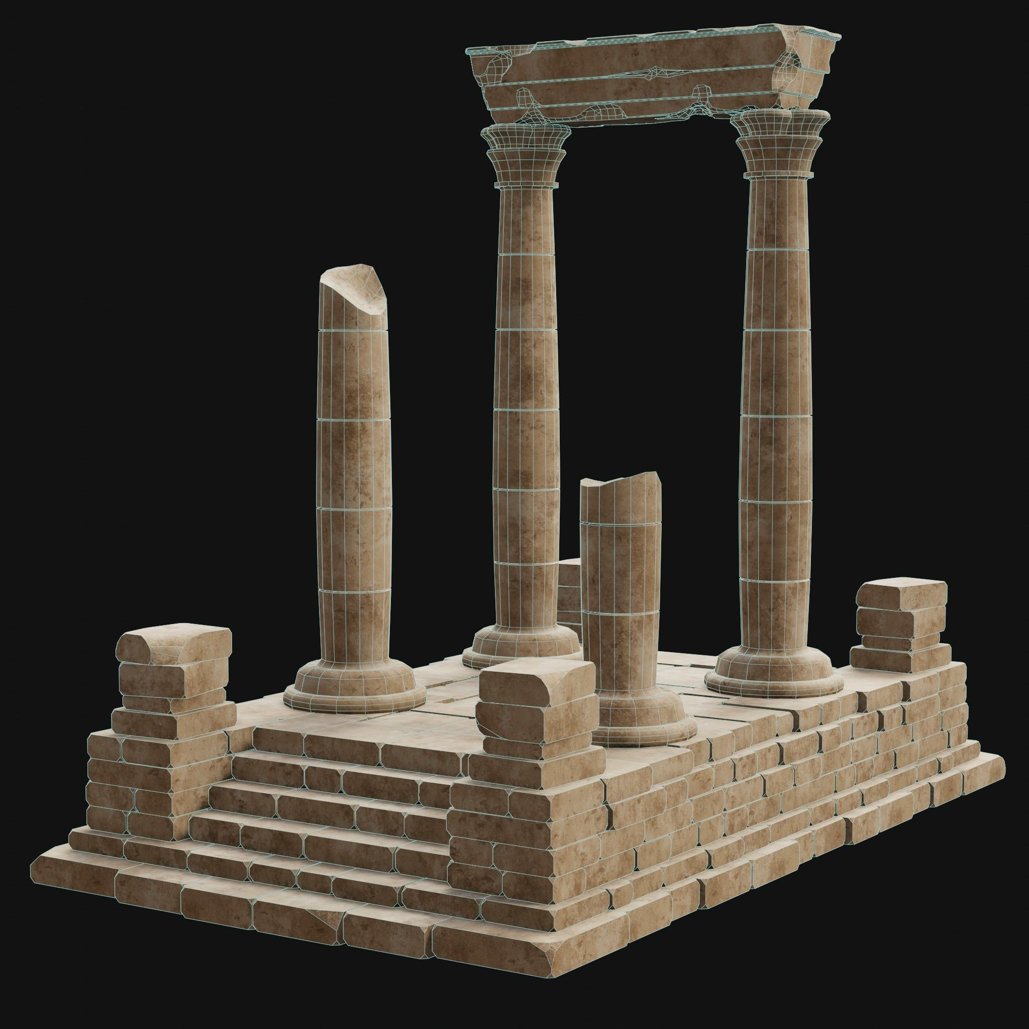 ANCIENT RUINS DESERT SAND STONE OLD TEMPLE EGYPT AAA COLLECTION Low-poly 3D model_4