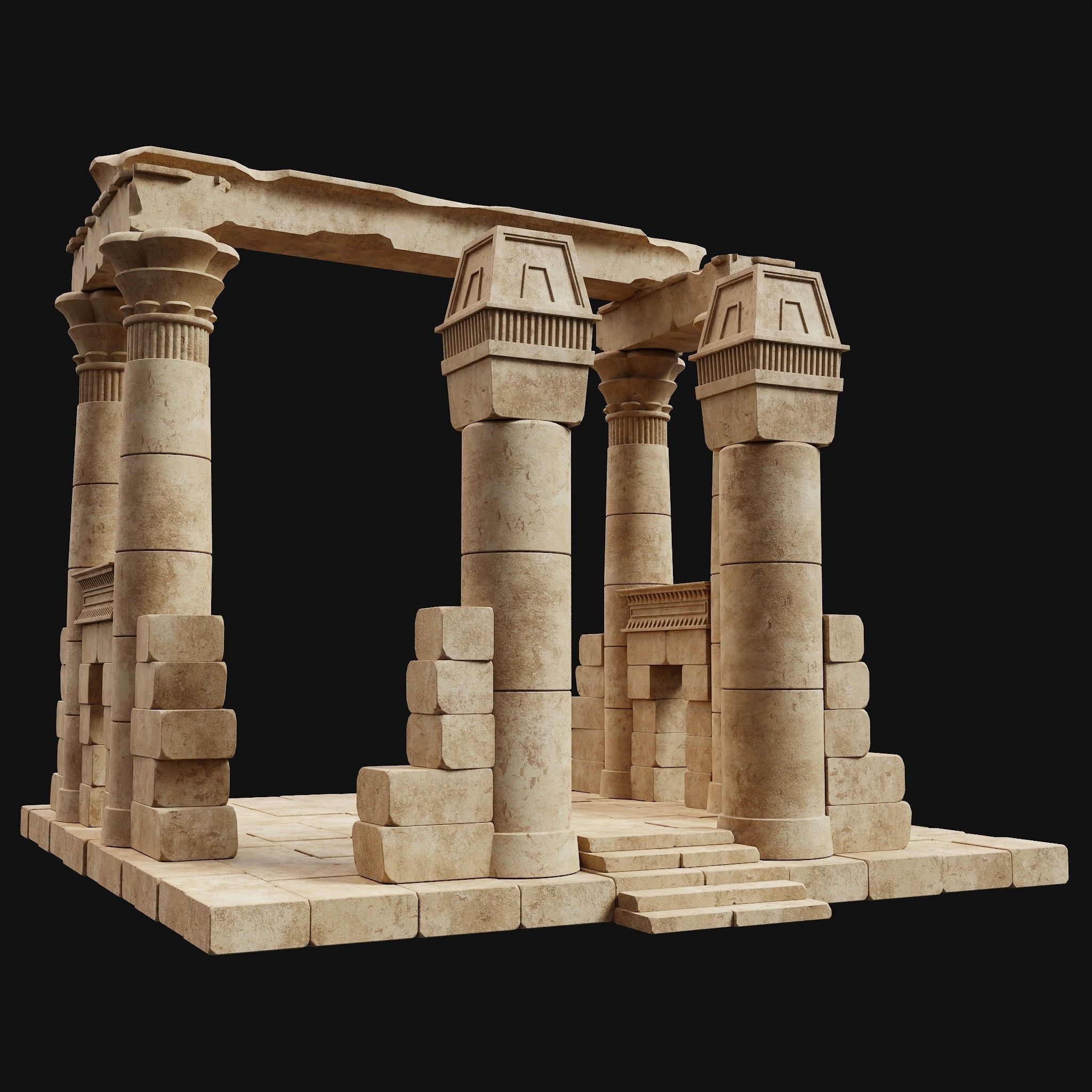 ANCIENT RUINS DESERT SAND STONE OLD TEMPLE EGYPT AAA COLLECTION Low-poly 3D model_11