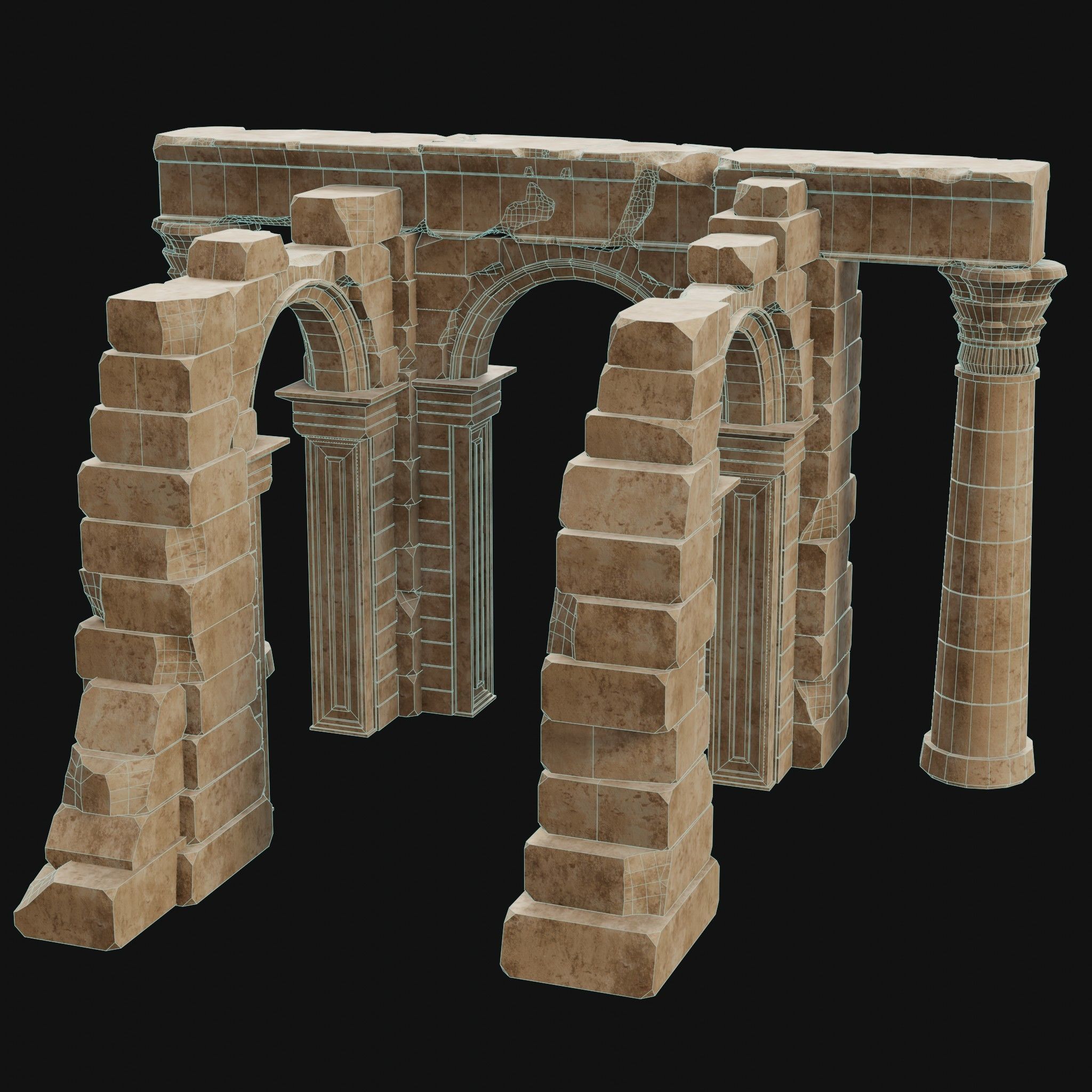 ANCIENT RUINS DESERT SAND STONE OLD TEMPLE EGYPT AAA COLLECTION Low-poly 3D model_32