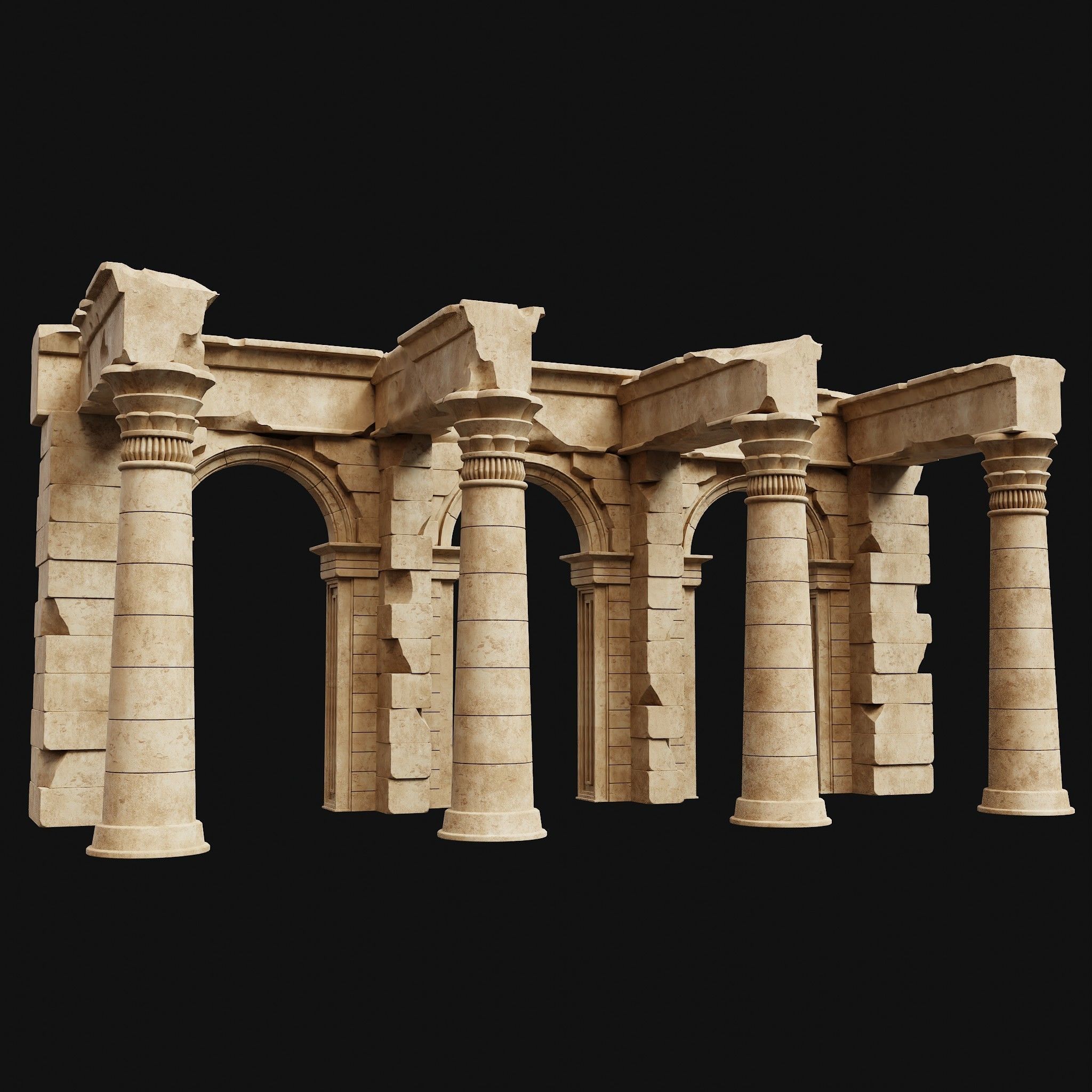 ANCIENT RUINS DESERT SAND STONE OLD TEMPLE EGYPT AAA COLLECTION Low-poly 3D model_35