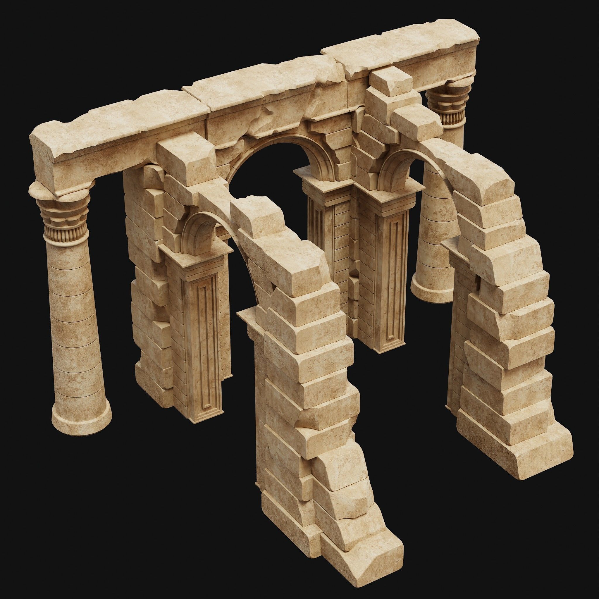 ANCIENT RUINS DESERT SAND STONE OLD TEMPLE EGYPT AAA COLLECTION Low-poly 3D model_30