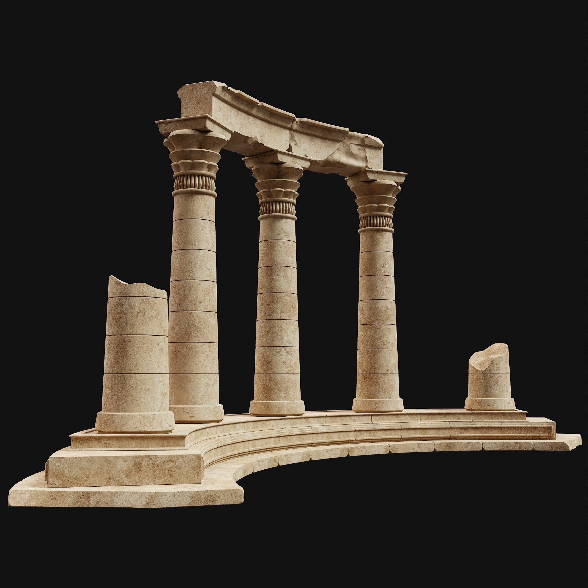 ANCIENT RUINS DESERT SAND STONE OLD TEMPLE EGYPT AAA COLLECTION Low-poly 3D model_23