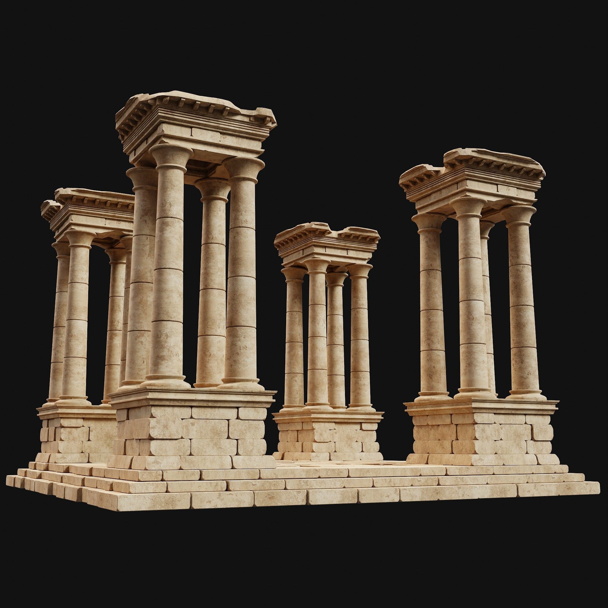 ANCIENT RUINS DESERT SAND STONE OLD TEMPLE EGYPT AAA COLLECTION Low-poly 3D model_7