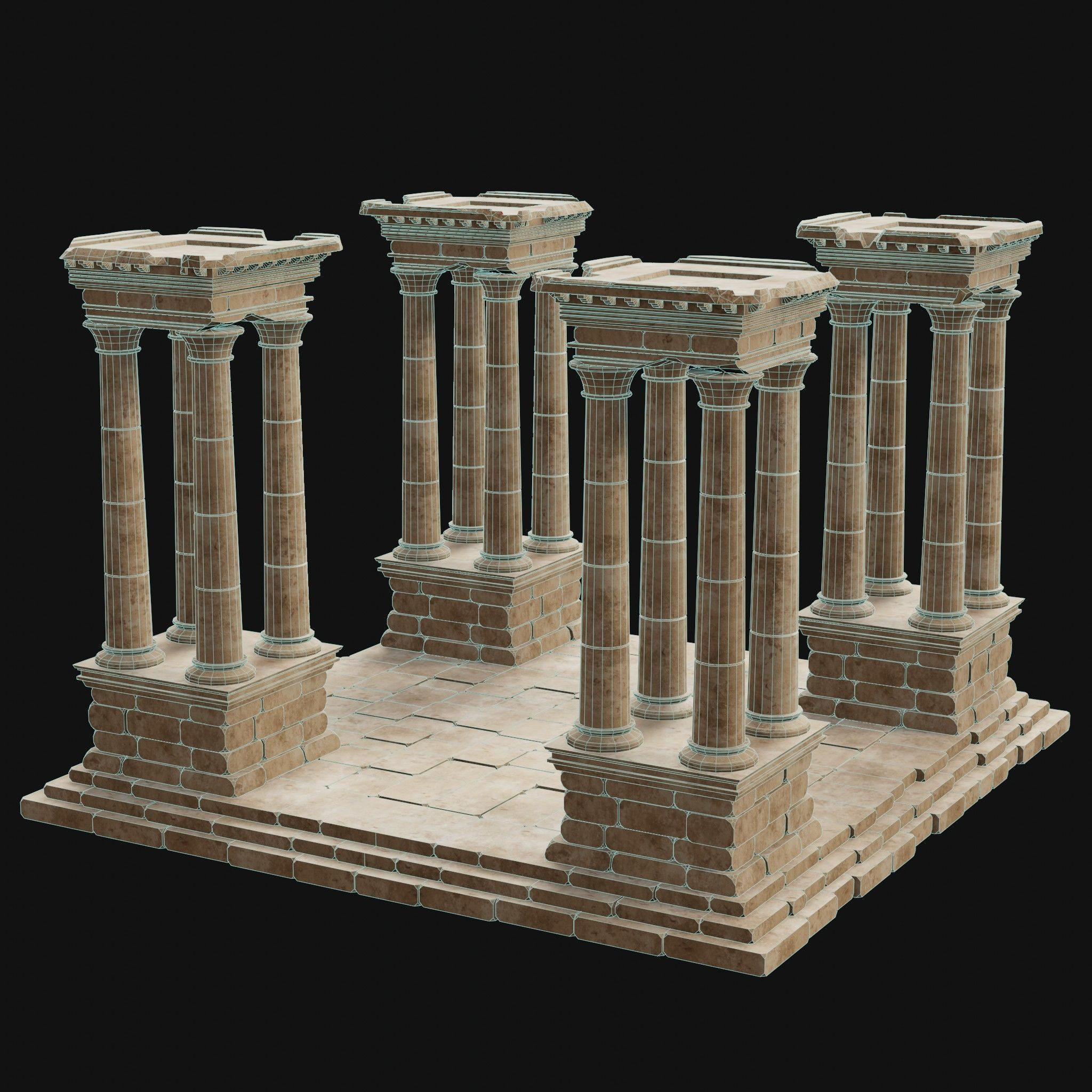 ANCIENT RUINS DESERT SAND STONE OLD TEMPLE EGYPT AAA COLLECTION Low-poly 3D model_8