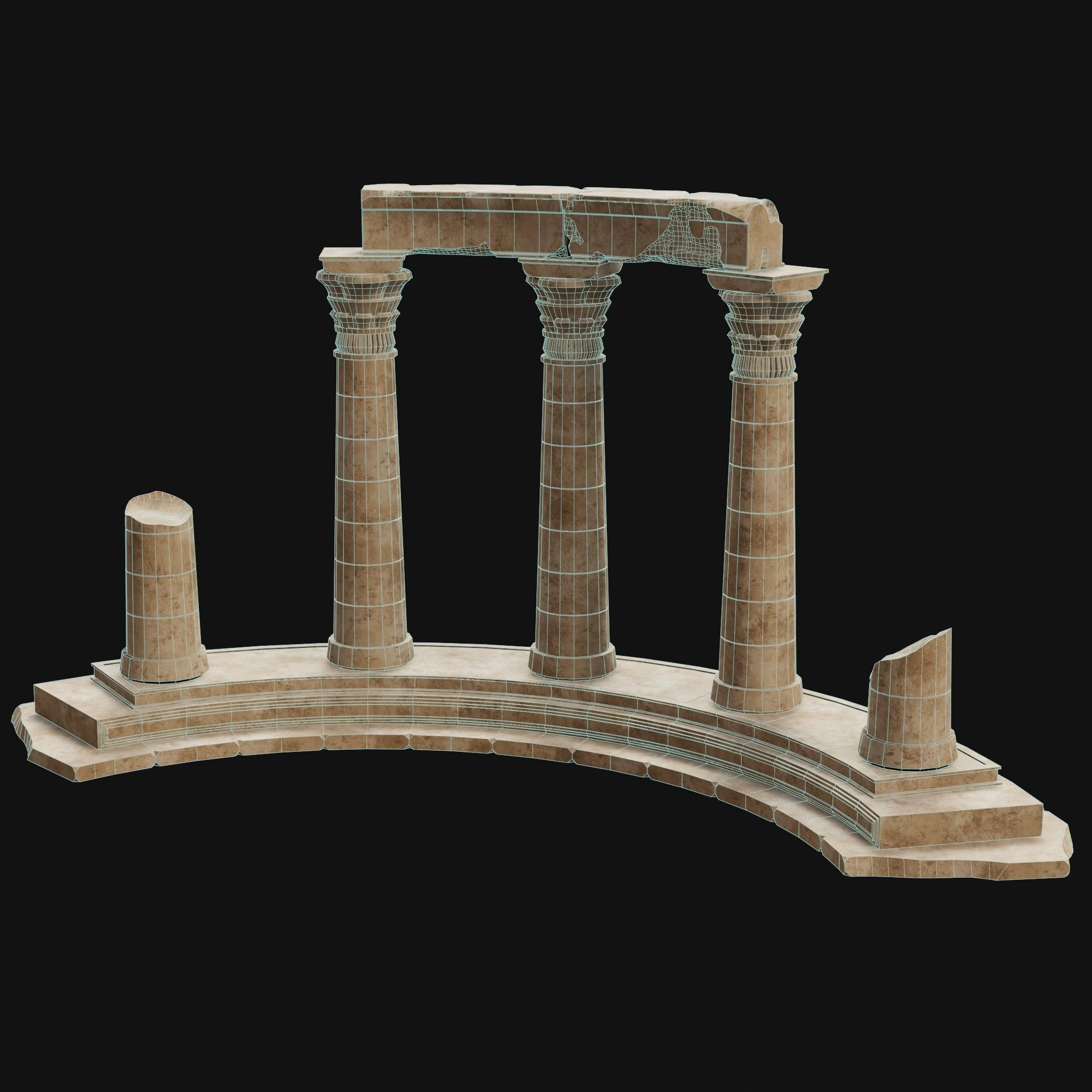 ANCIENT RUINS DESERT SAND STONE OLD TEMPLE EGYPT AAA COLLECTION Low-poly 3D model_24