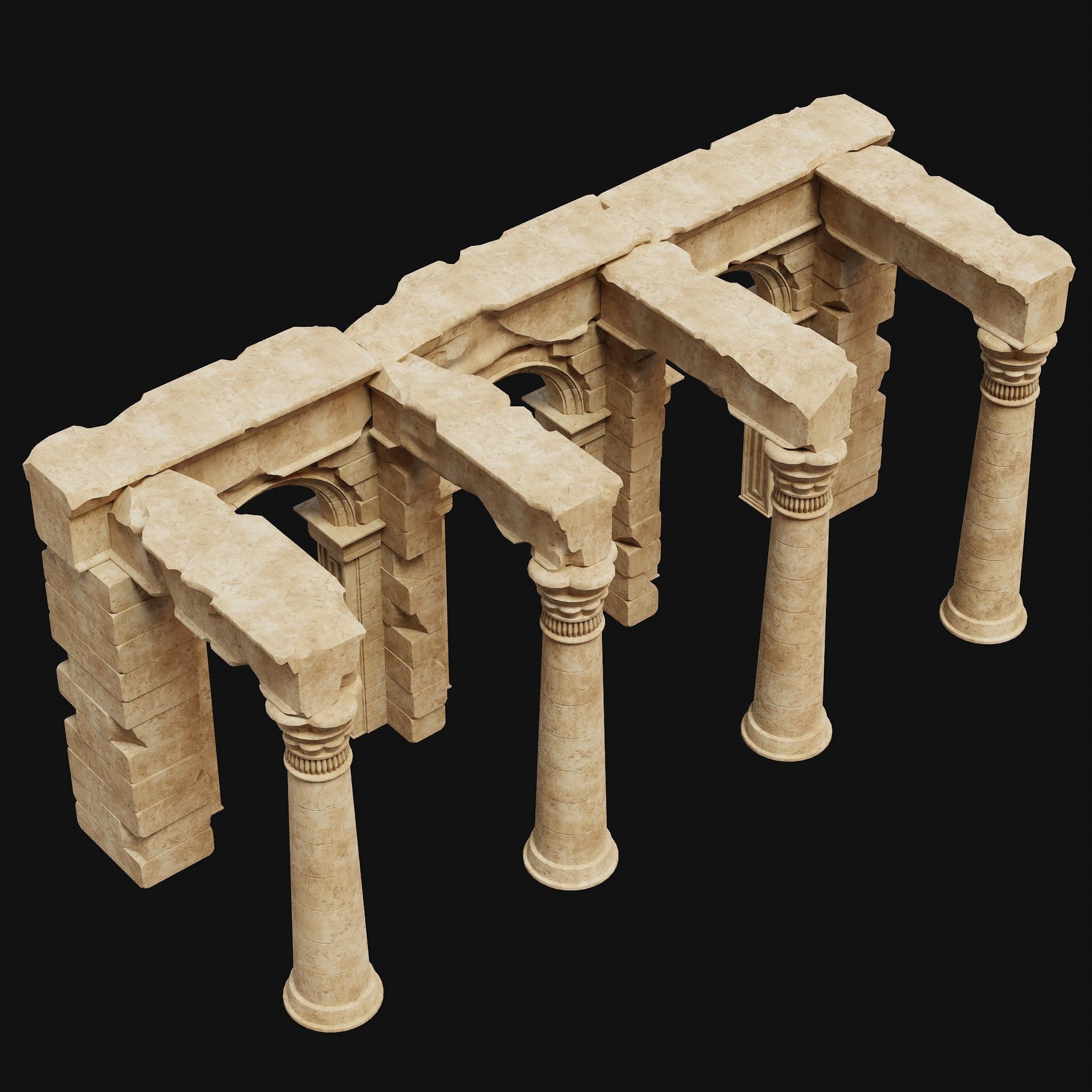 ANCIENT RUINS DESERT SAND STONE OLD TEMPLE EGYPT AAA COLLECTION Low-poly 3D model_34