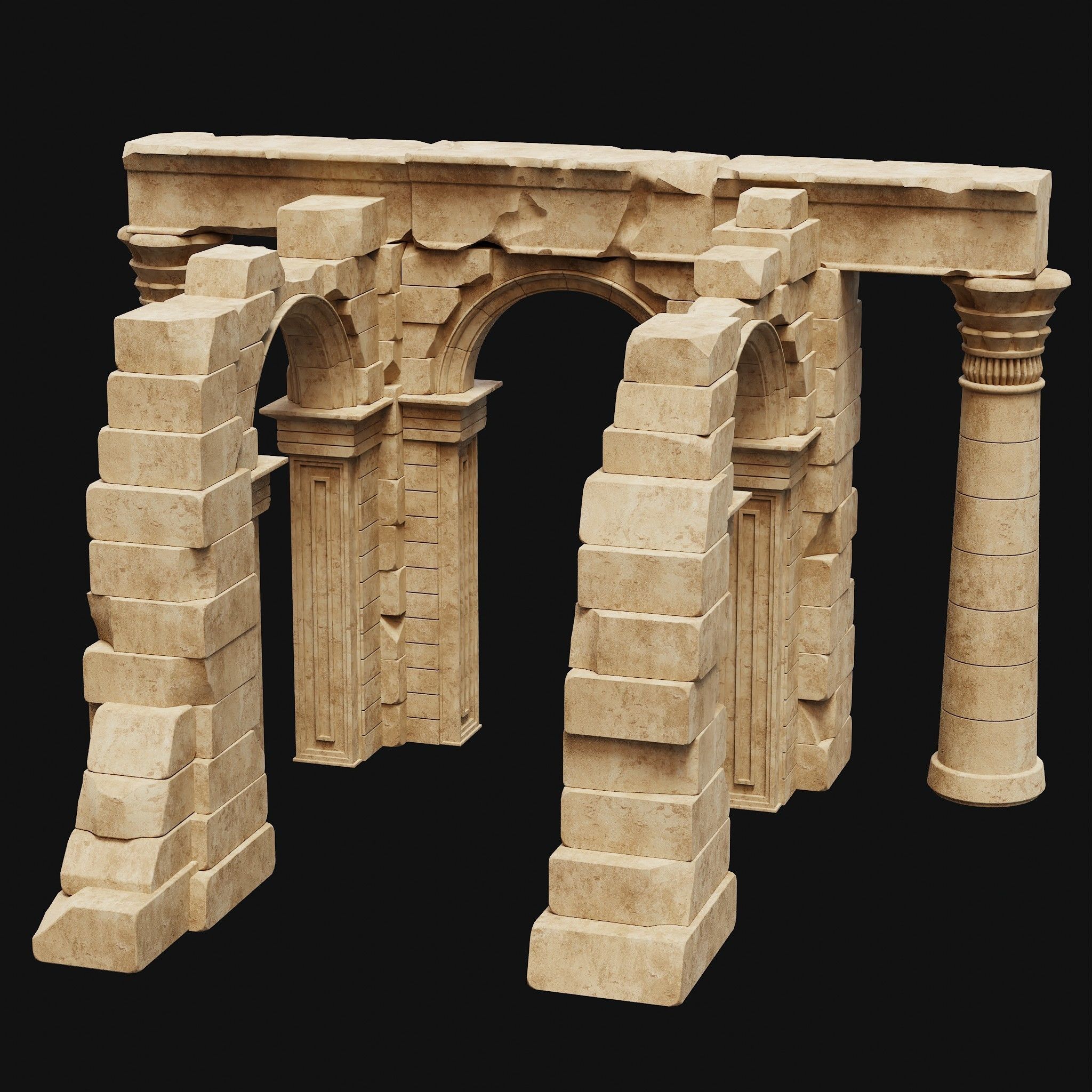 ANCIENT RUINS DESERT SAND STONE OLD TEMPLE EGYPT AAA COLLECTION Low-poly 3D model_29