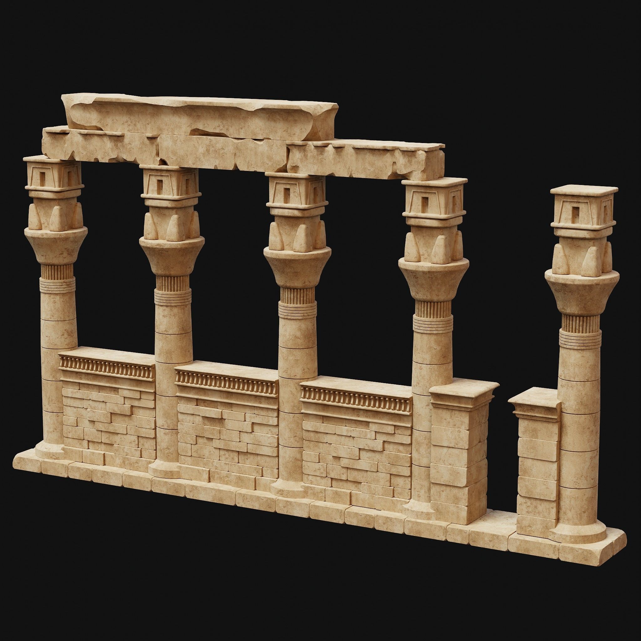 ANCIENT RUINS DESERT SAND STONE OLD TEMPLE EGYPT AAA COLLECTION Low-poly 3D model_13